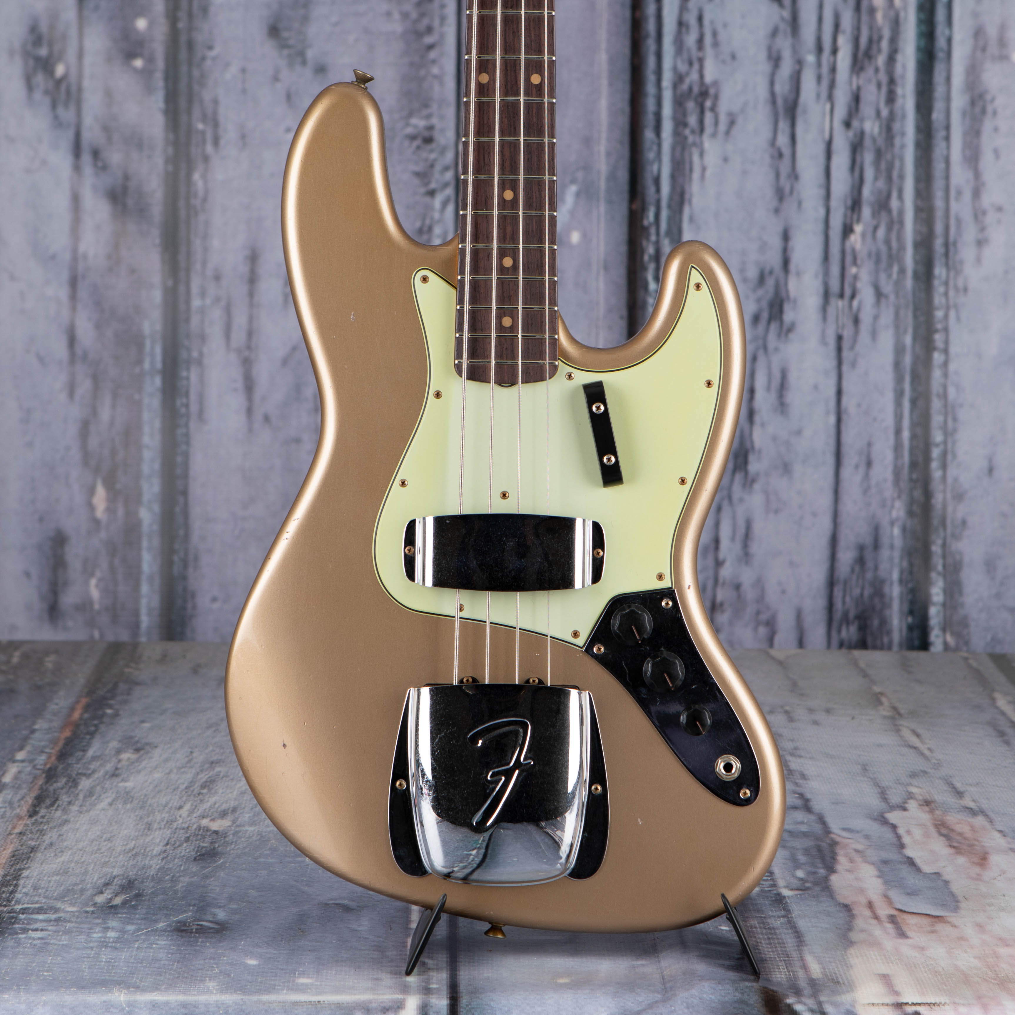 Fender Custom Shop Limited Edition 1964 Jazz Bass Journeyman Relic Electric  Bass Guitar, Aged Shoreline Gold,