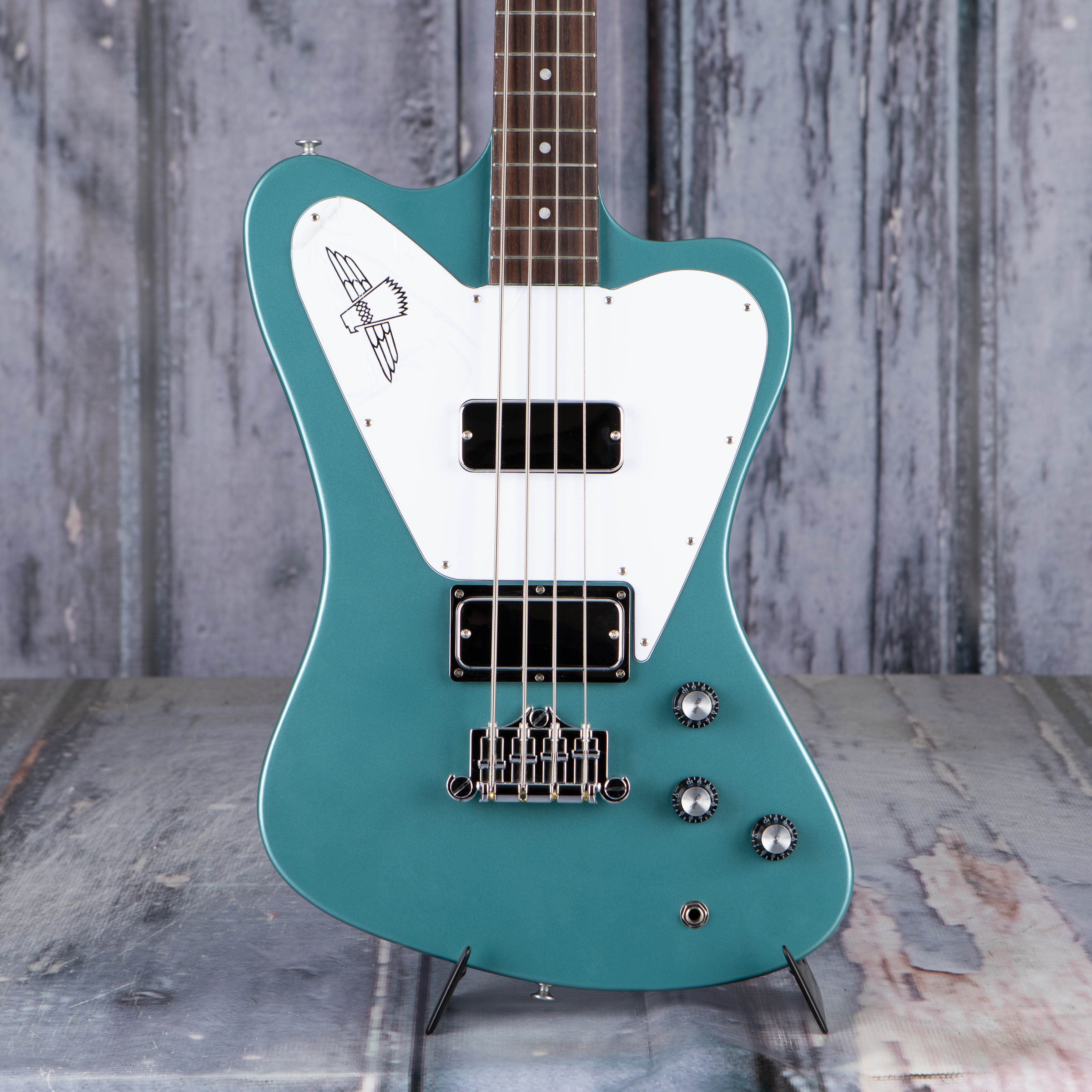 Gibson USA Non-Reverse Thunderbird Electric Bass Guitar, Faded Pelham Blue