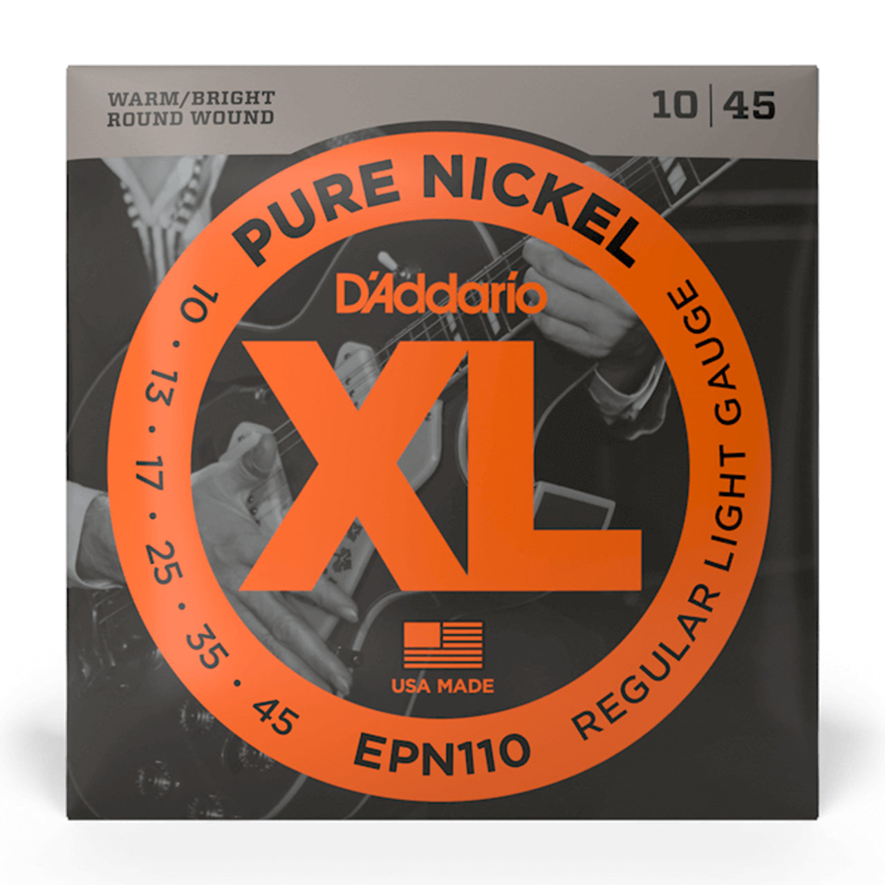 D'Addario EPN110 XL Pure Nickel Electric Strings, Regular Light, 10-45