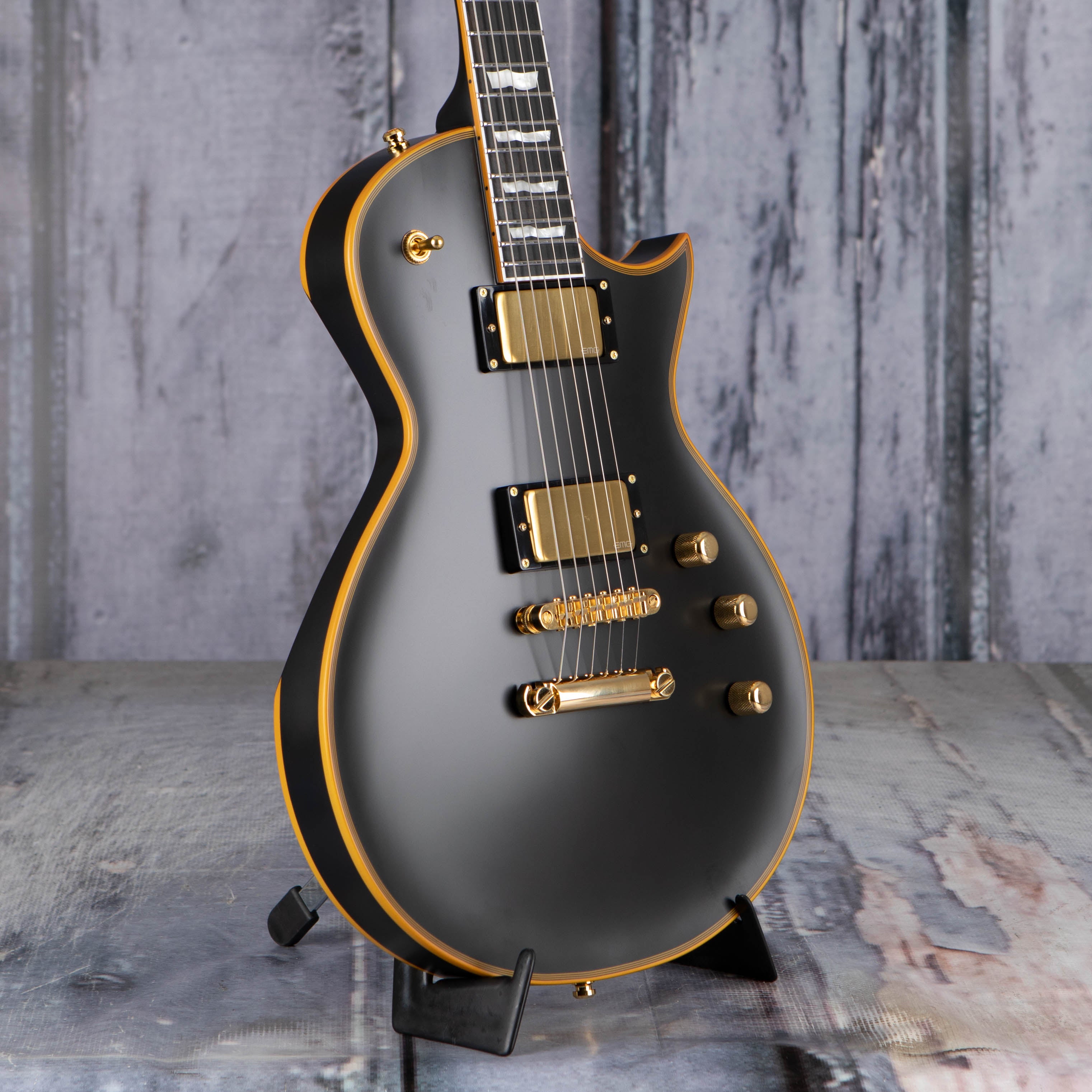 ESP E-II Eclipse DB Electric Guitar, Vintage Black, angle