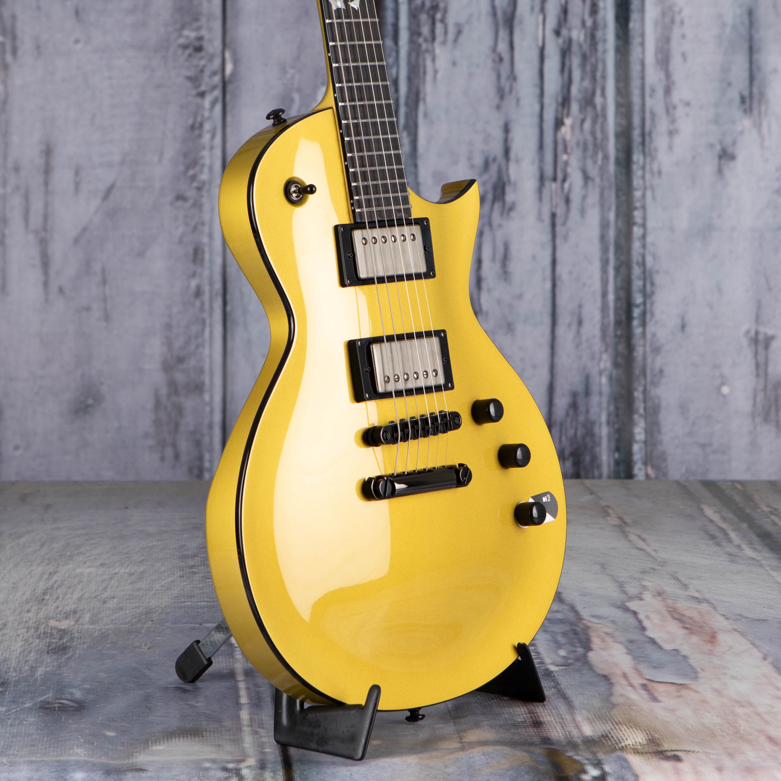 ESP EC-2025 50th Anniversary Electric Guitar, Metallic Gold, angle