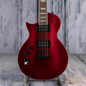 ESP LTD EC-256 Left-Handed Electric Guitar, Candy Apple Red Satin, front closeup