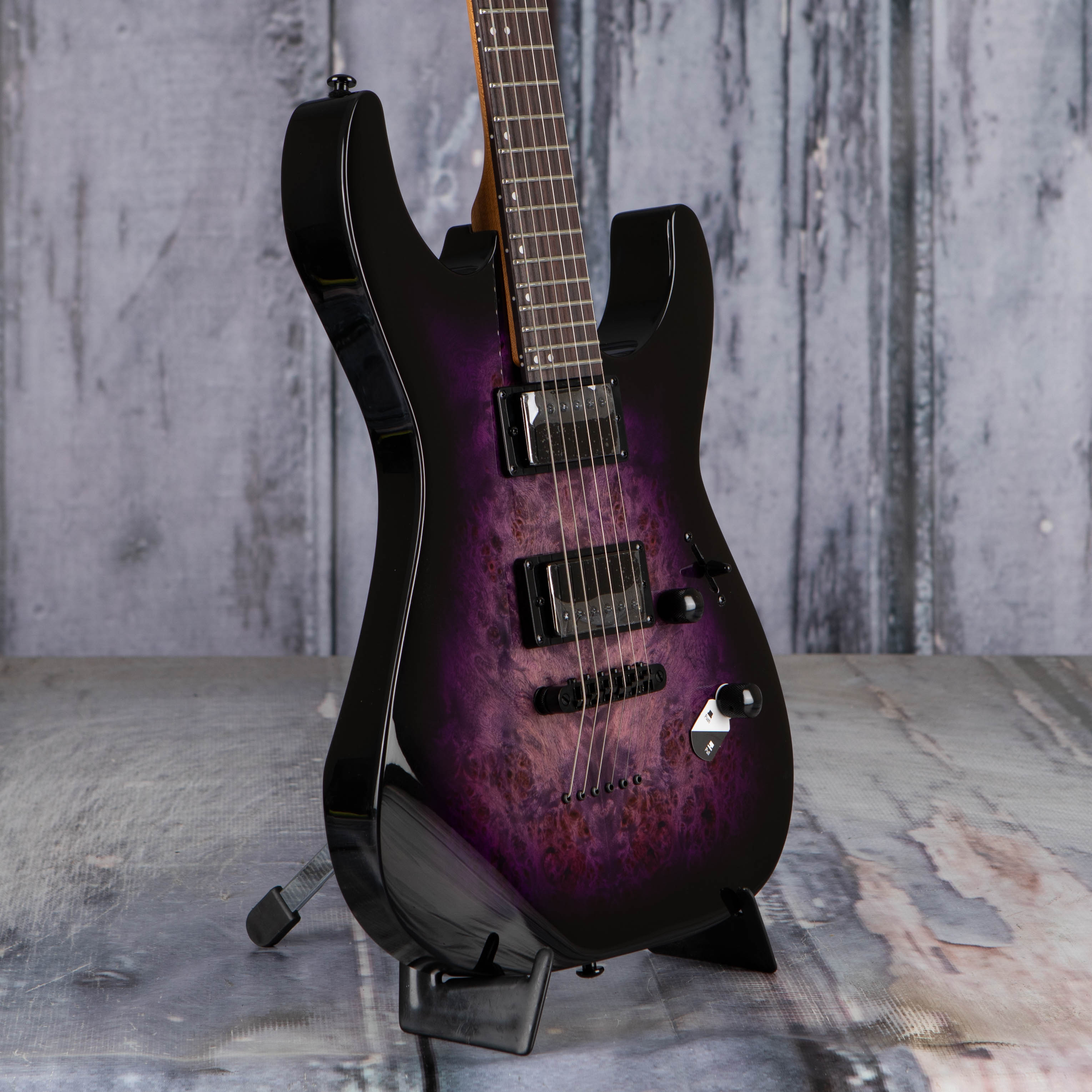 ESP LTD M-200DX NT Electric Guitar, Purple Burst, angle