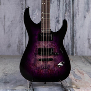 ESP LTD M-200DX NT Electric Guitar, Purple Burst, front closeup