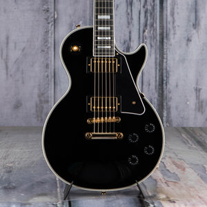 Epiphone Les Paul Custom Electric Guitar, Ebony, front closeup