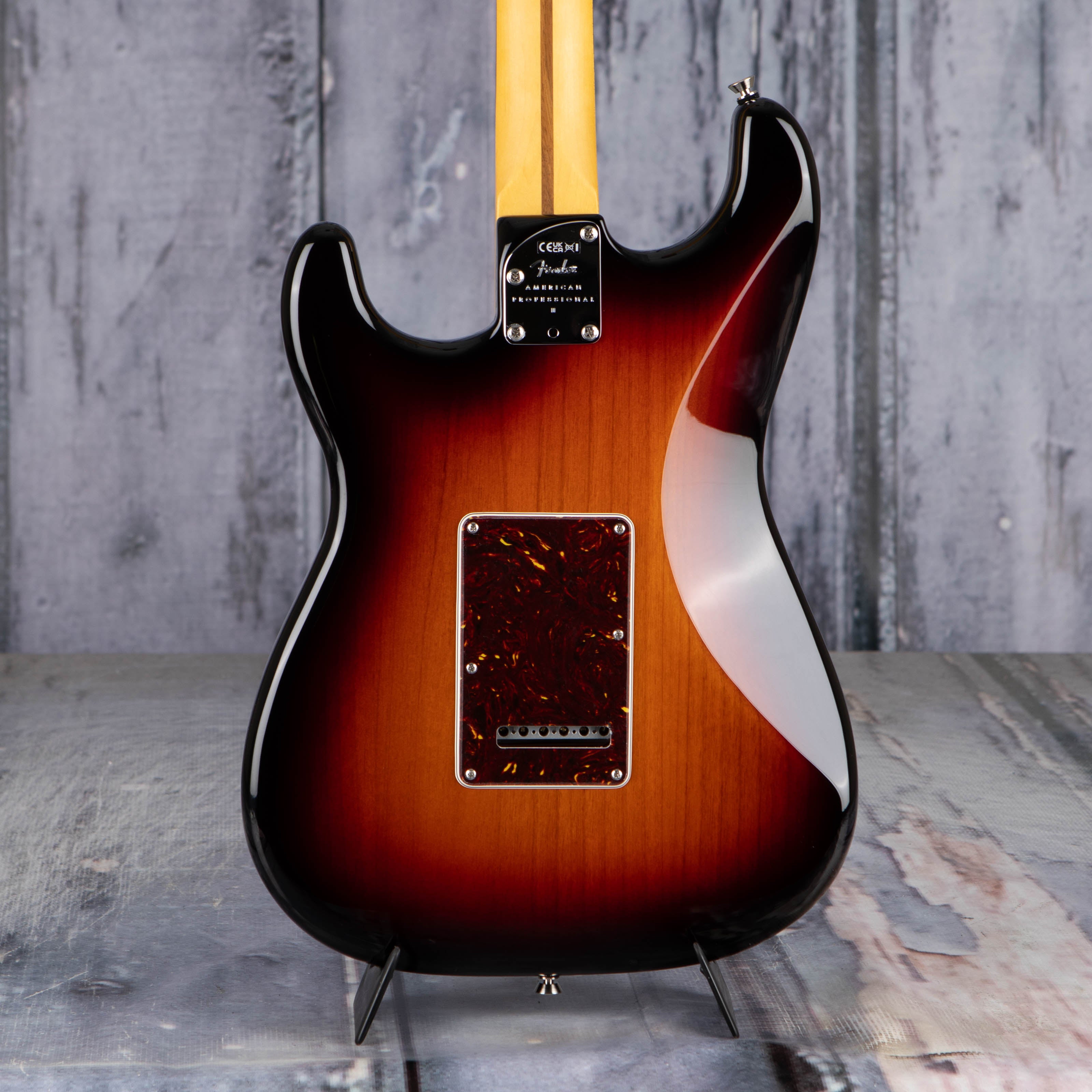 Fender American Professional II Stratocaster Electric Guitar, 3-Color Sunburst, back closeup