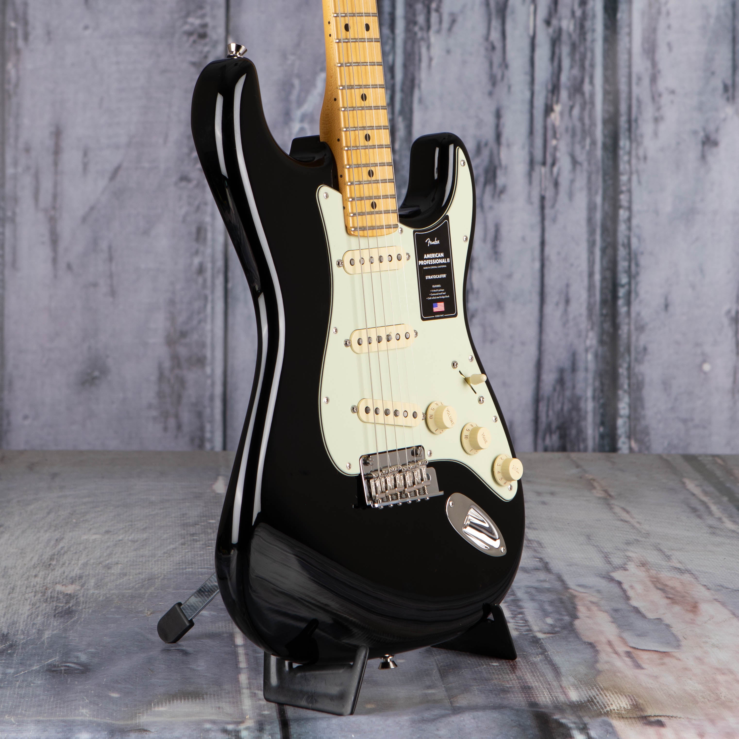 Fender American Professional II Stratocaster Electric Guitar, Black, angle