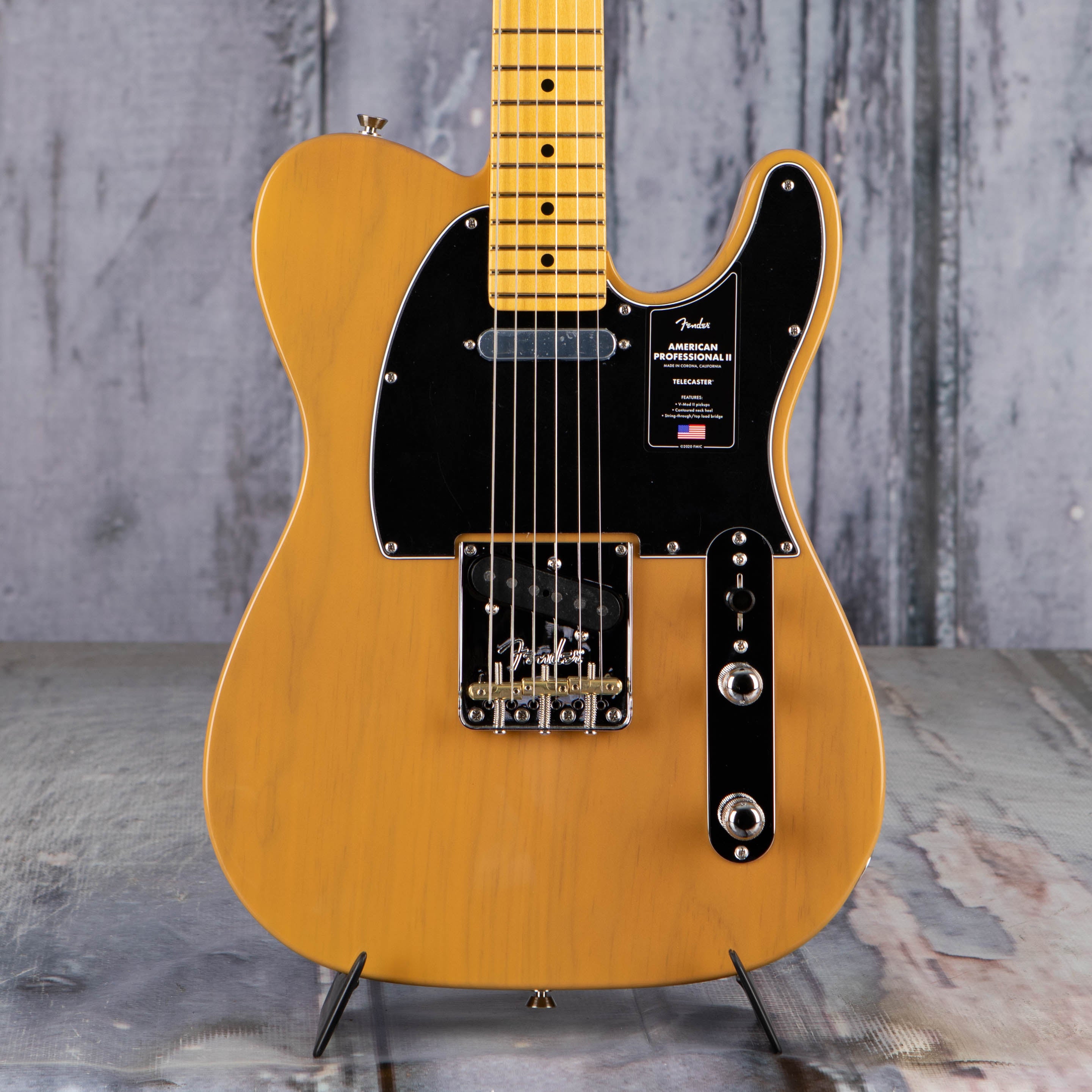 Fender American Professional II Telecaster Electric Guitar, Butterscotch Blonde, front closeup