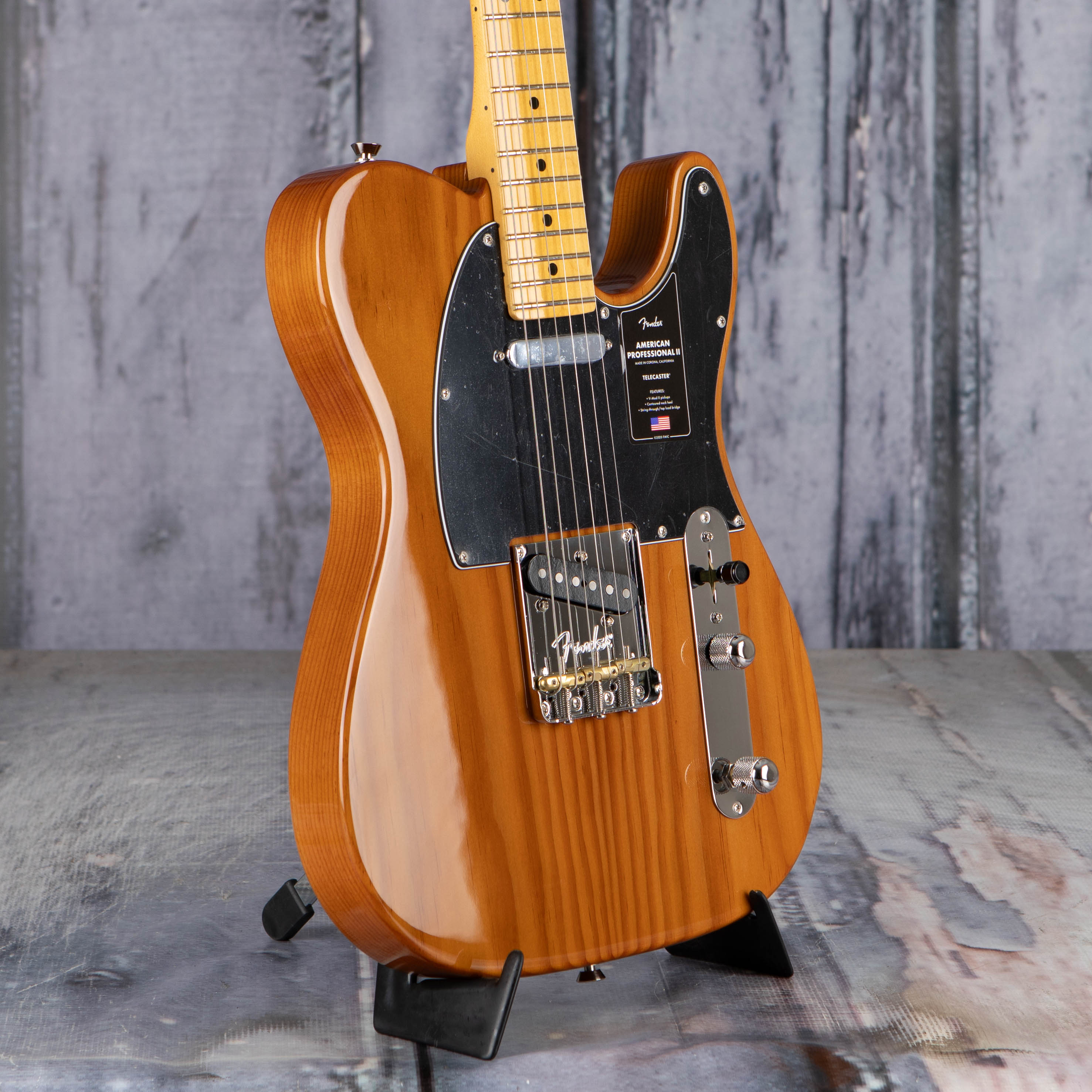 Fender American Professional II Telecaster Electric Guitar, Roasted Pine, angle