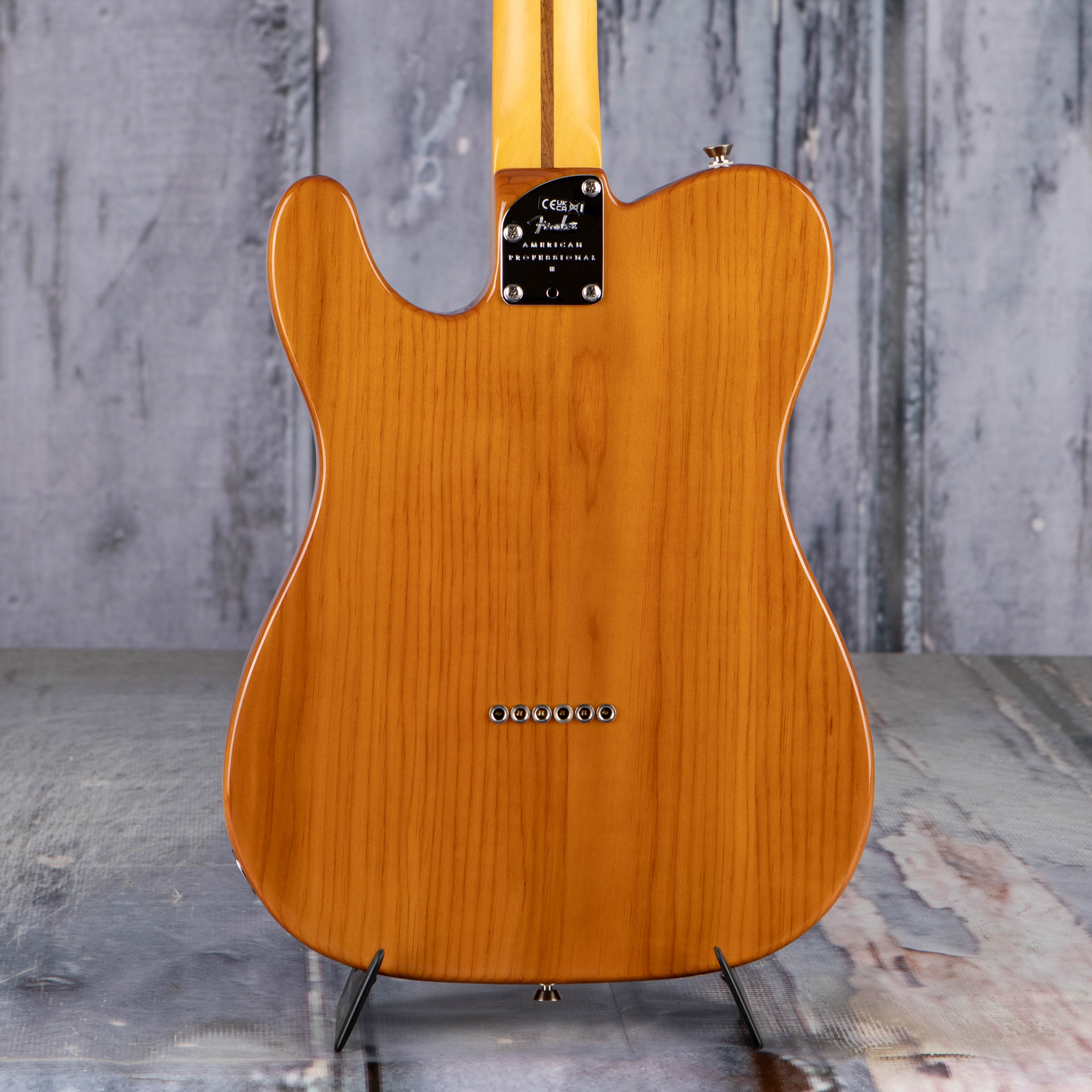 Fender American Professional II Telecaster Electric Guitar, Roasted Pine, back closeup