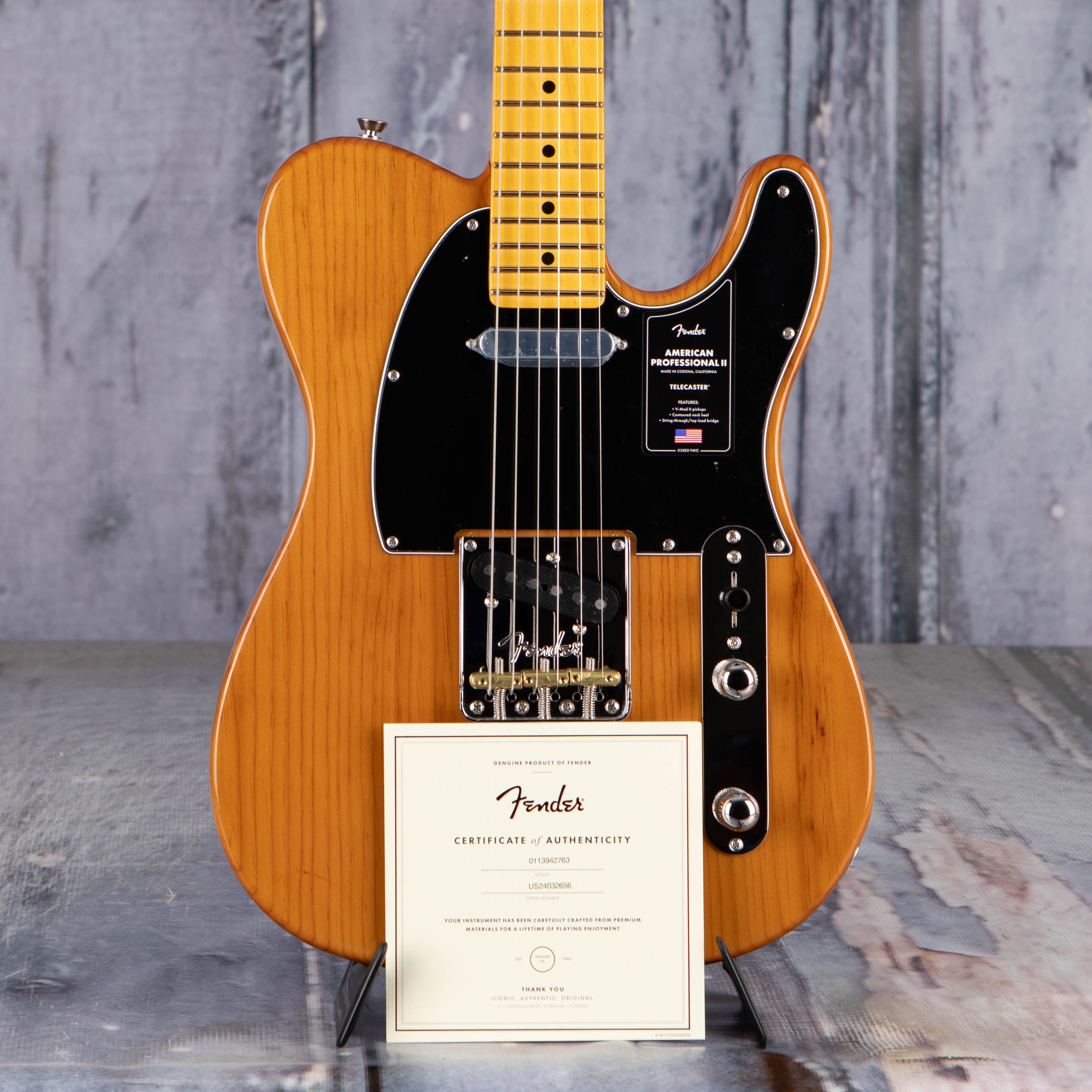 Fender American Professional II Telecaster Electric Guitar, Roasted Pine, coa