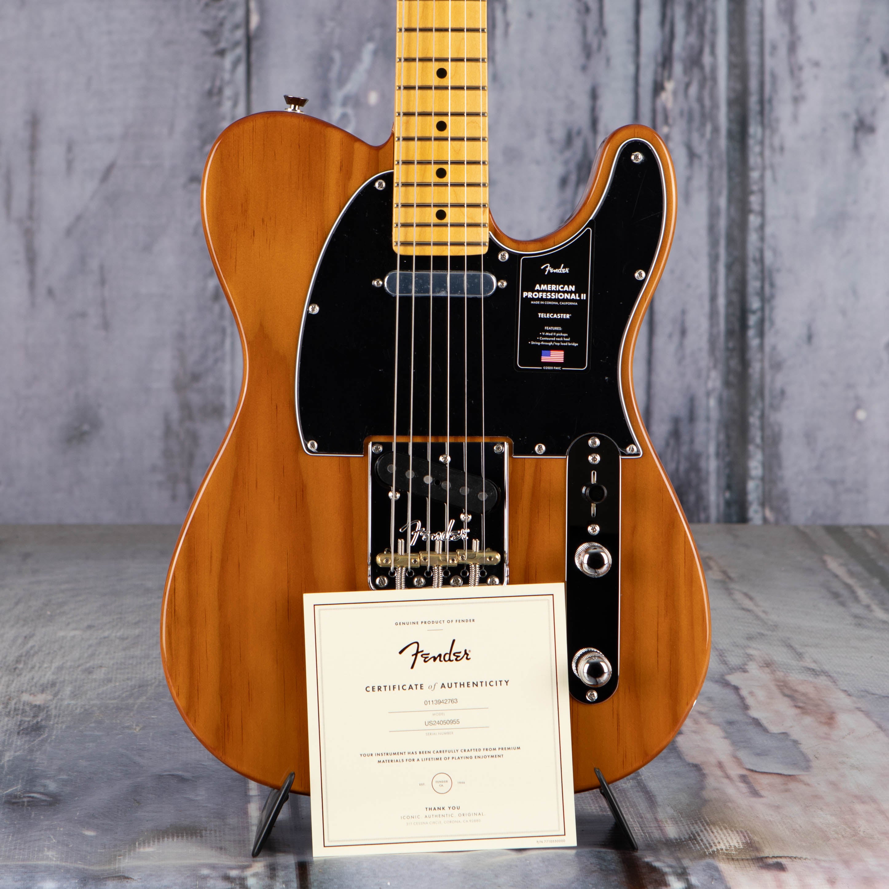 Fender American Professional II Telecaster Electric Guitar, Roasted Pine, coa