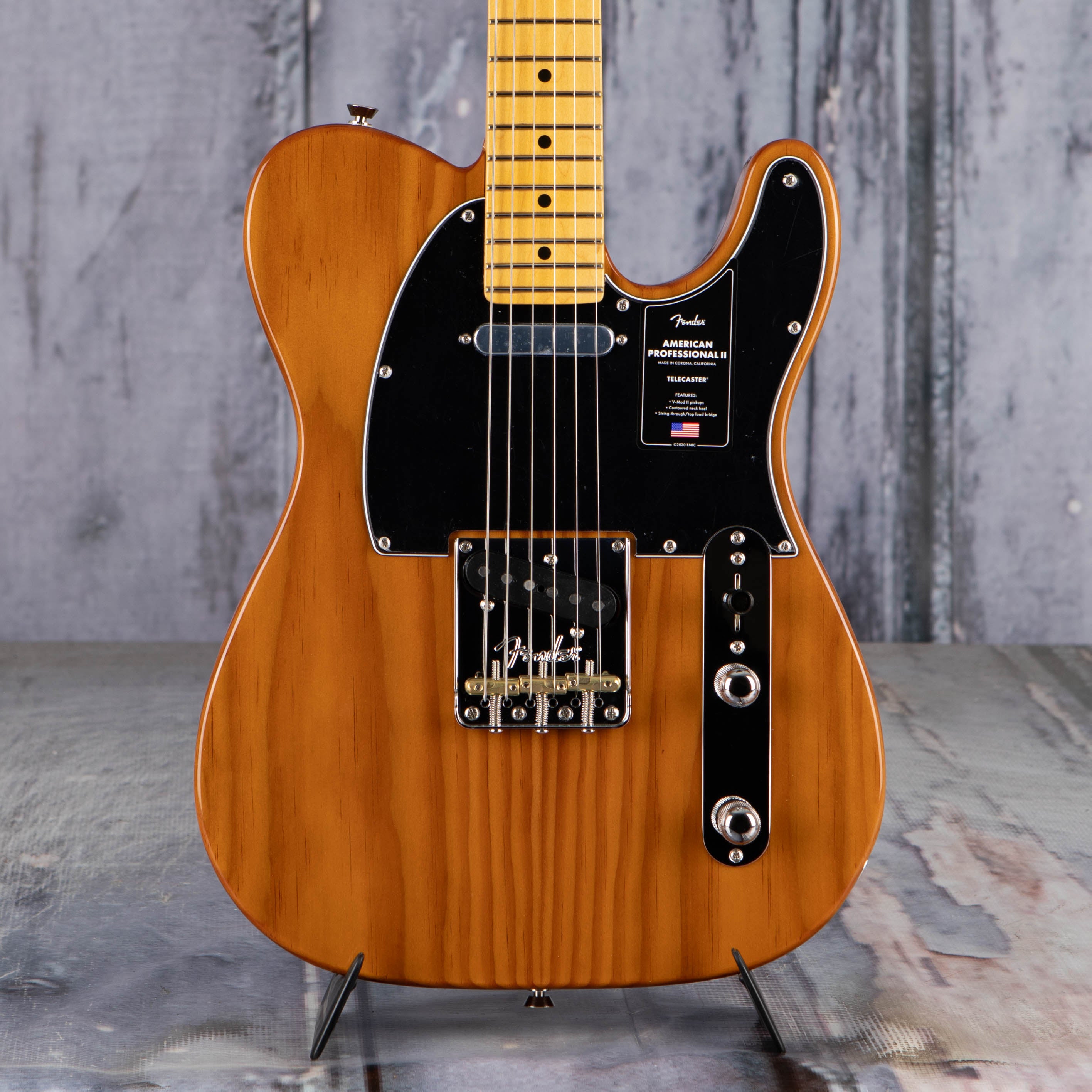 Fender American Professional II Telecaster Electric Guitar, Roasted Pine, front closeup