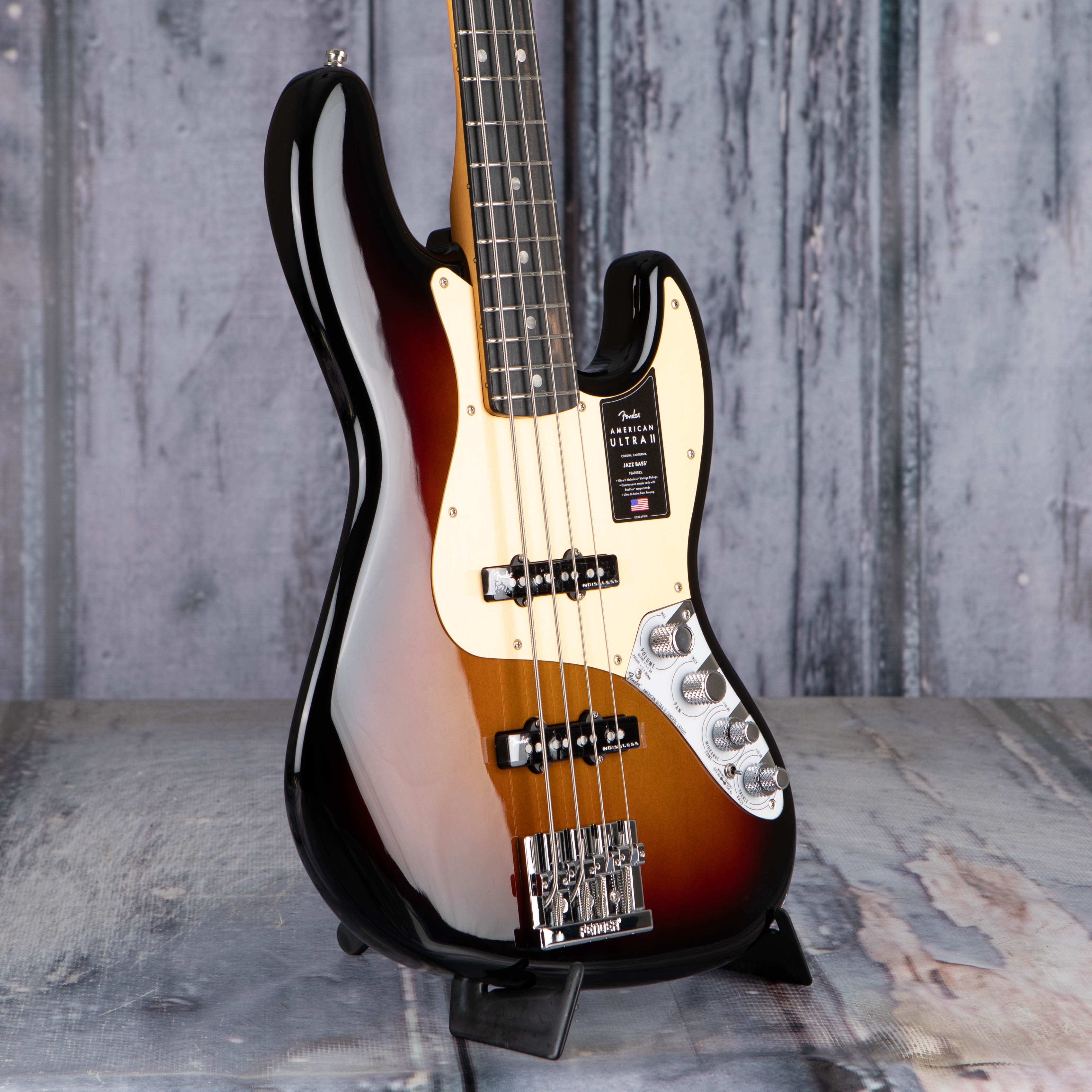 Fender American Ultra II Jazz Bass Guitar, Ultraburst, angle