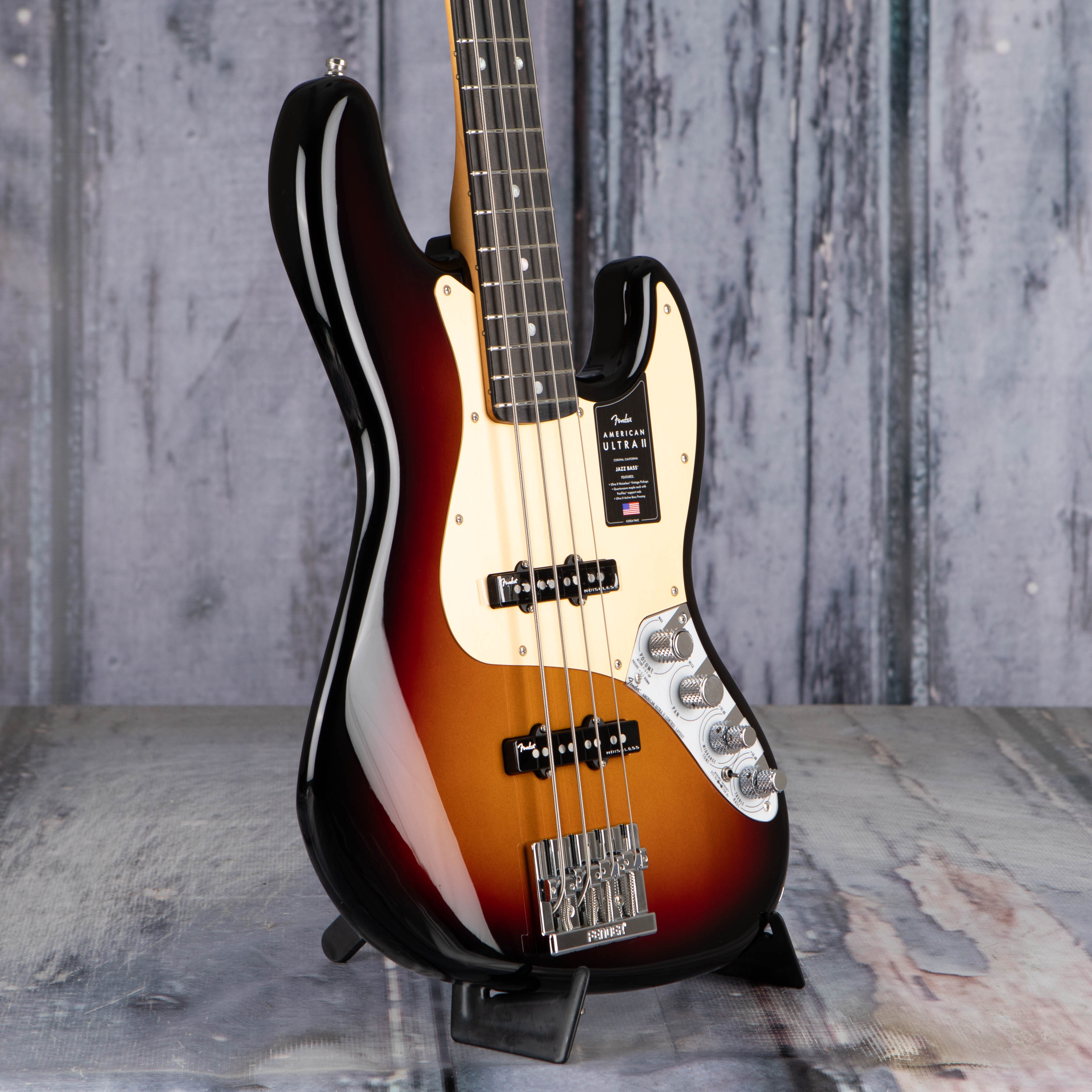 Fender American Ultra II Jazz Bass Guitar, Ultraburst, angle