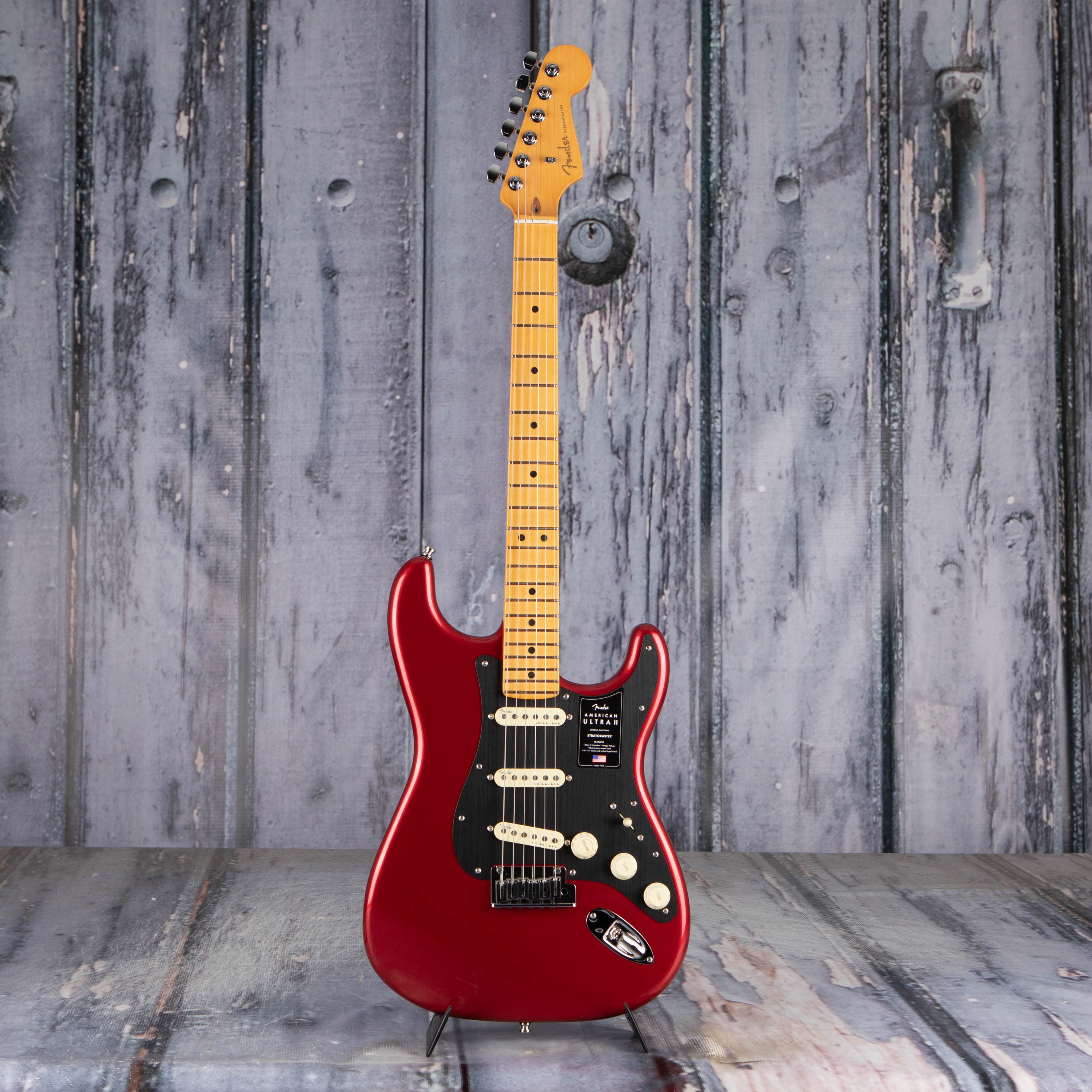 Fender American Ultra II Stratocaster Electric Guitar, Sinister Red, front