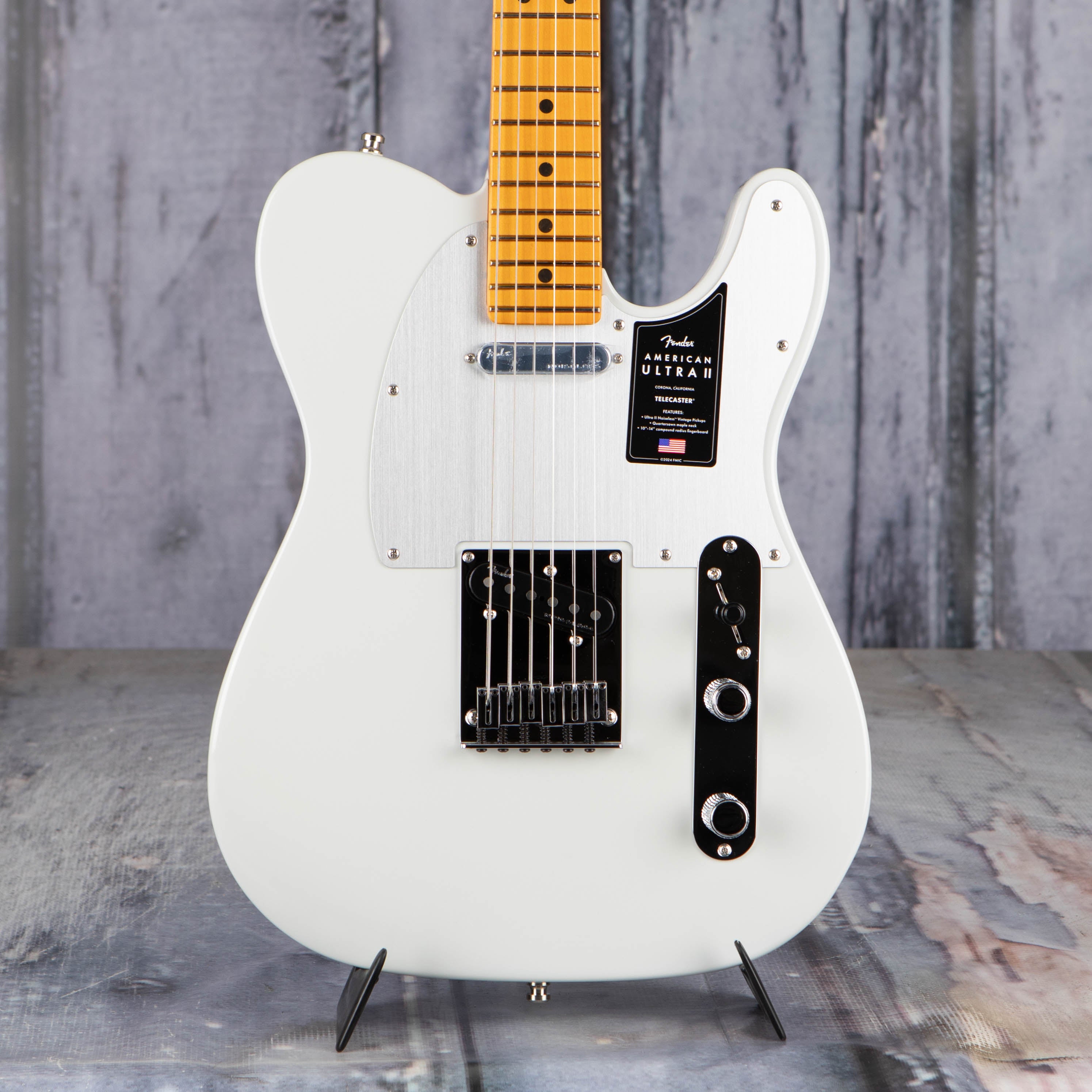 Fender American Ultra II Telecaster Electric Guitar, Avalanche, front closeup