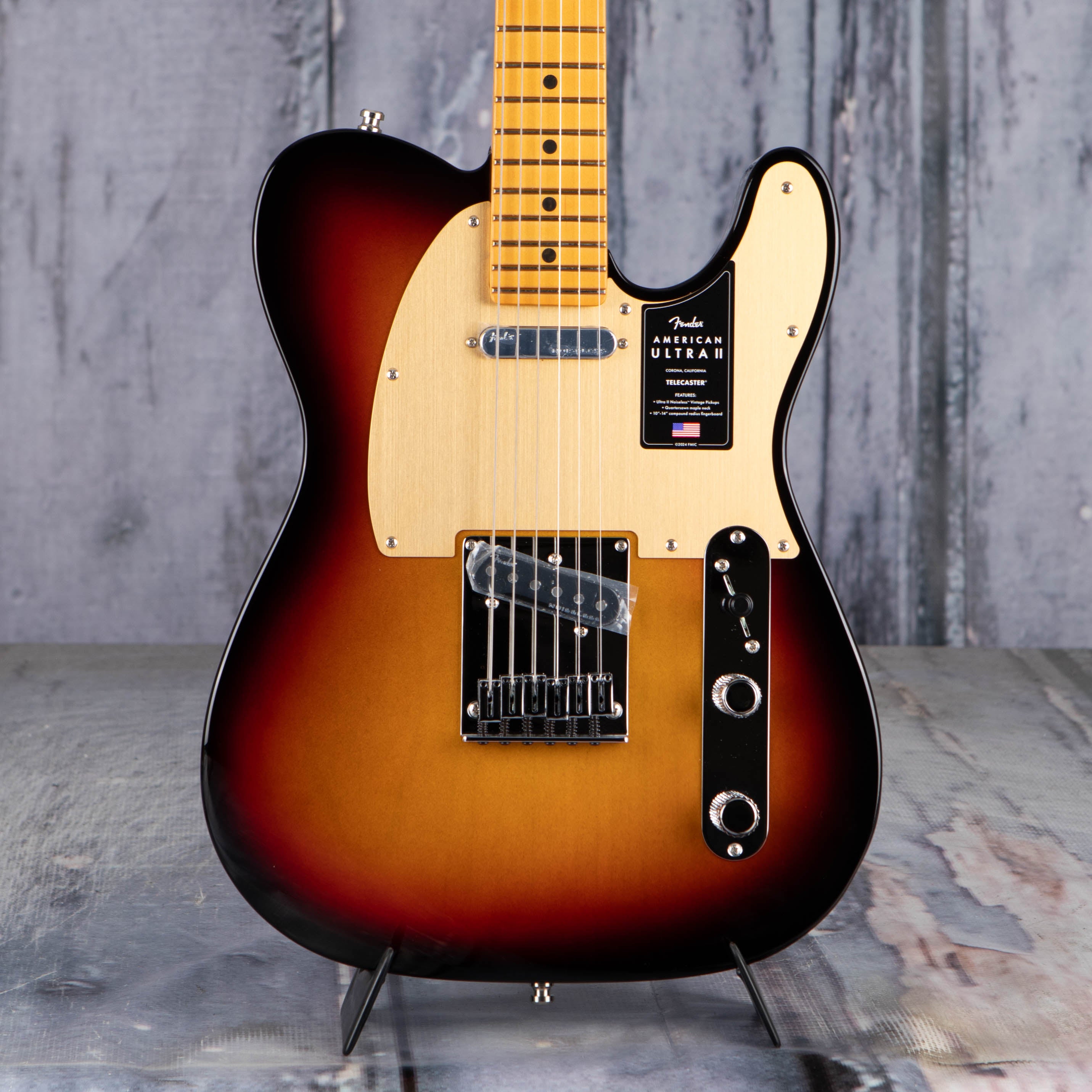 Fender American Ultra II Telecaster Electric Guitar, Ultraburst, front closeup