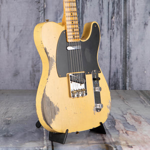 Fender Custom Shop Limited 1950 Double Esquire Heavy Relic Electric Guitar, Faded Aged Nocaster Blonde, angle