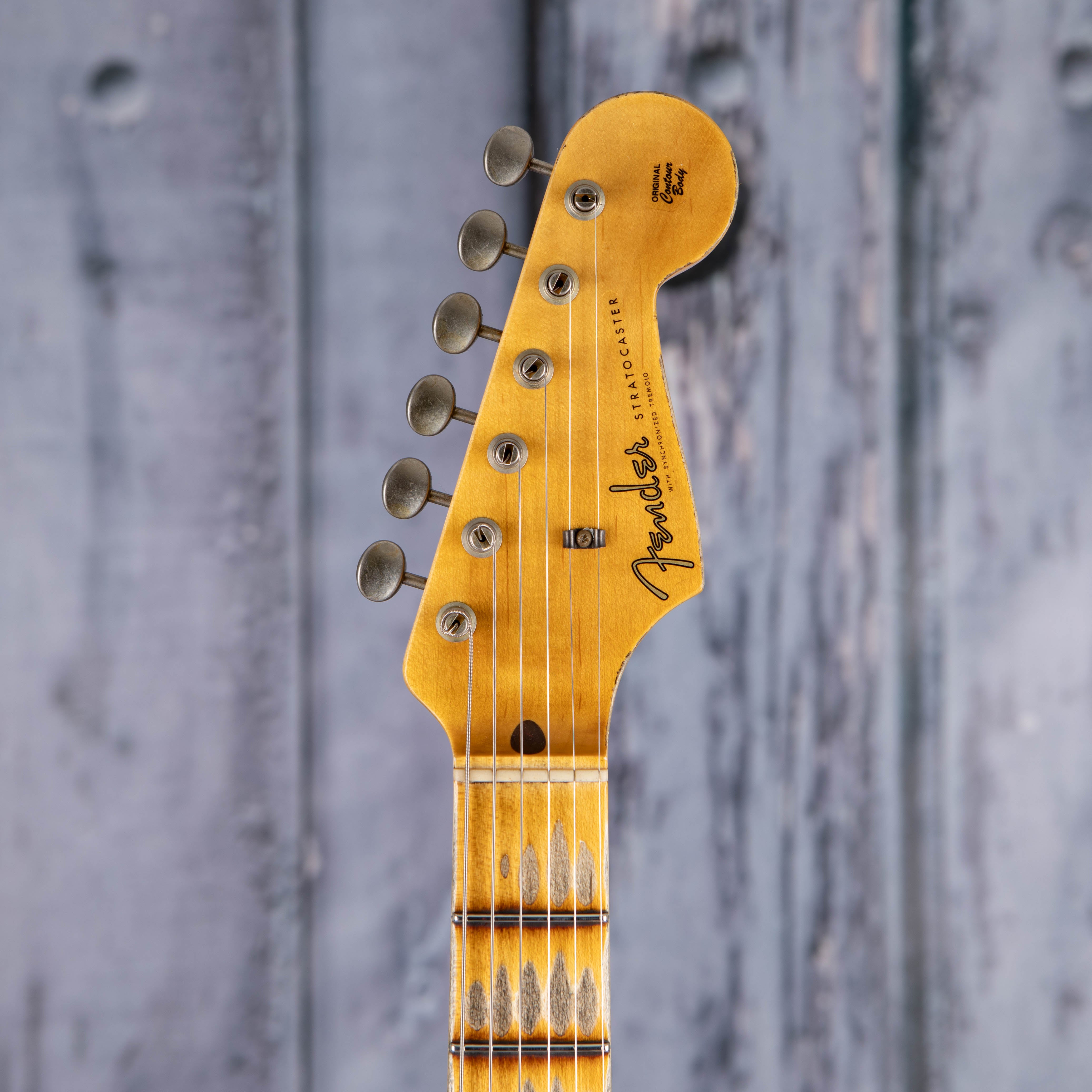 Fender Custom Shop Limited 1956 Stratocaster Heavy Relic Electric Guitar, Faded Aged Tahitian Coral, front headstock