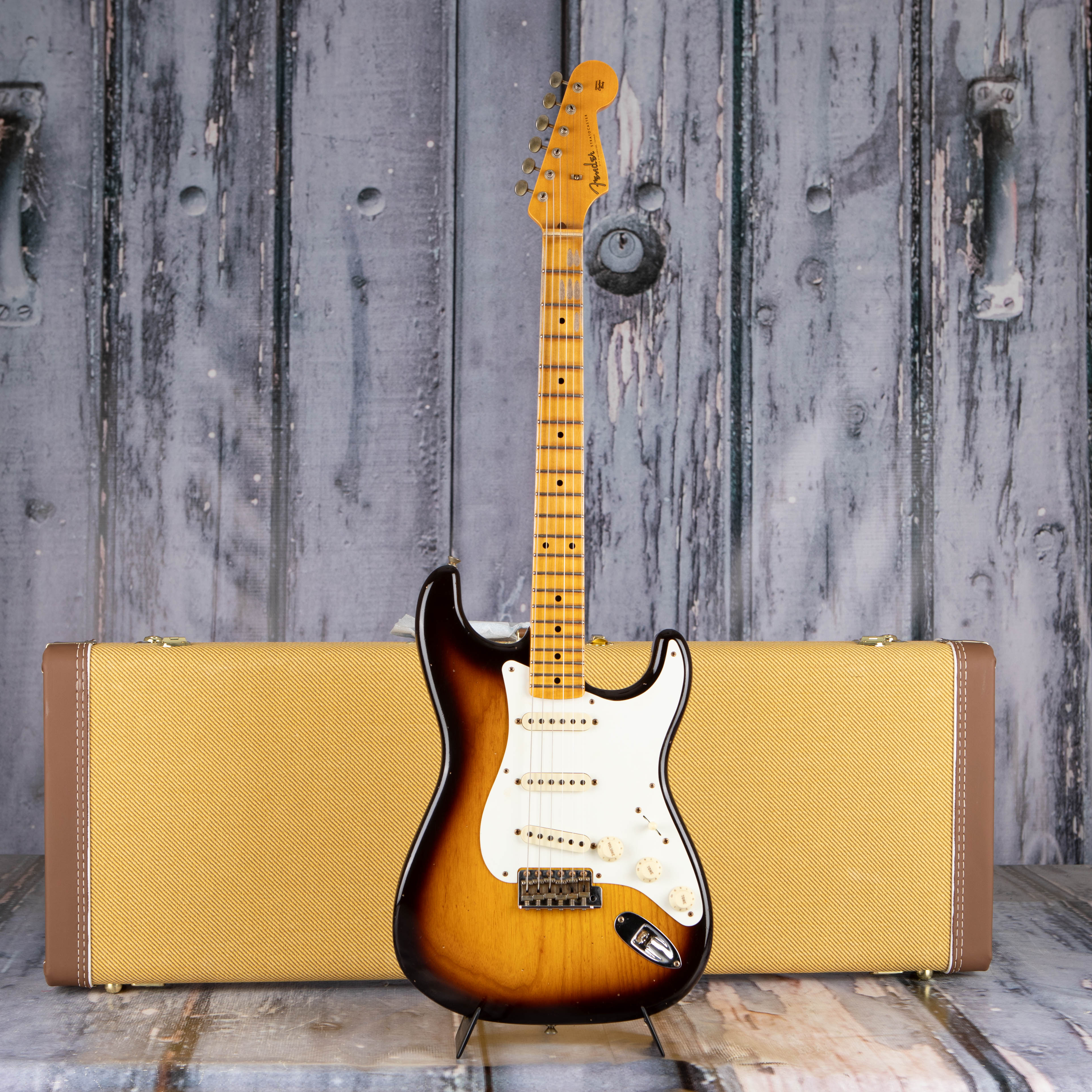 Fender Custom Shop Limited 1956 Stratocaster Journeyman Relic Electric Guitar, Chocolate 3-Tone Sunburst, case