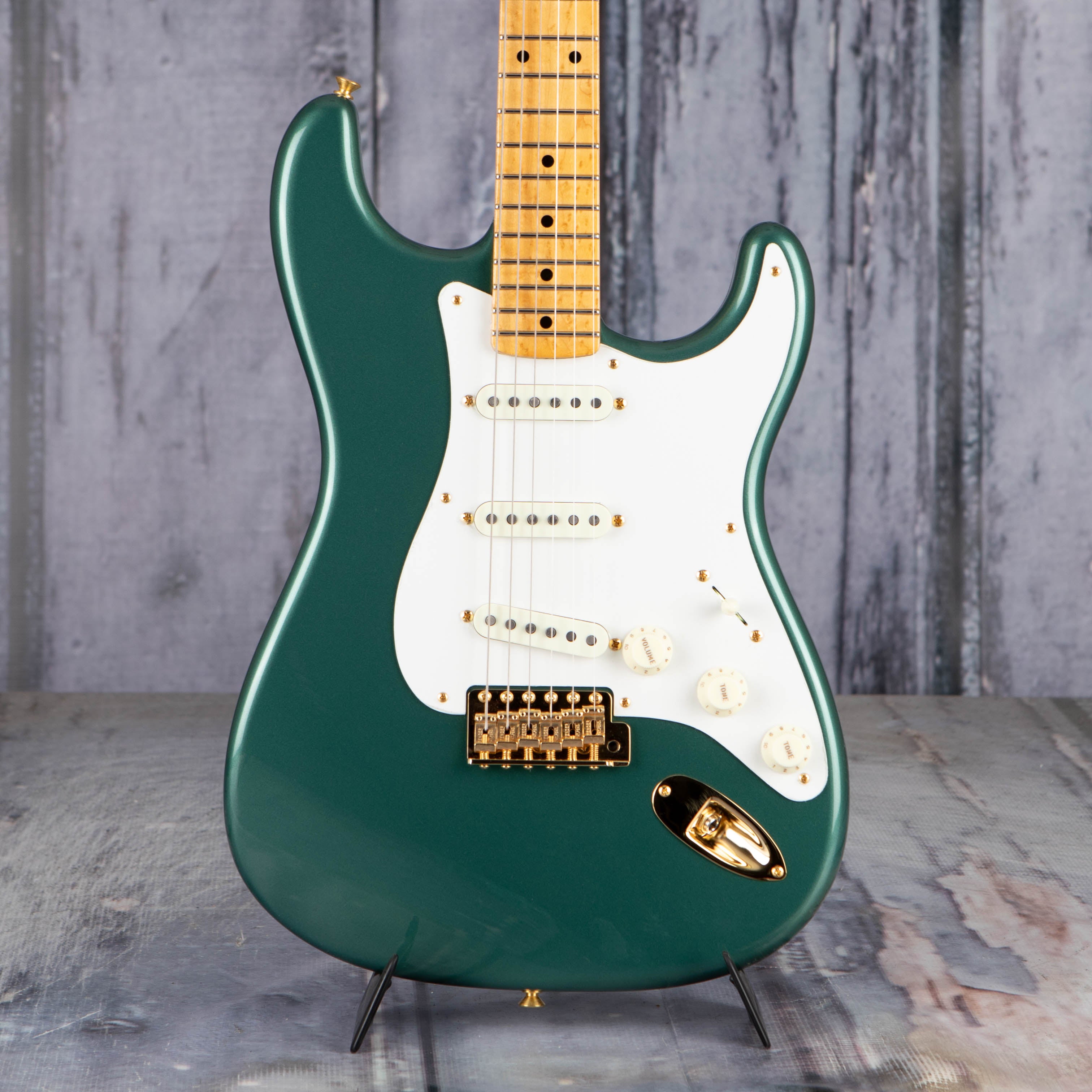 Fender Custom Shop Limited 1959 Stratocaster NOS Electric Guitar, Sherwood Green Metallic, front closeup