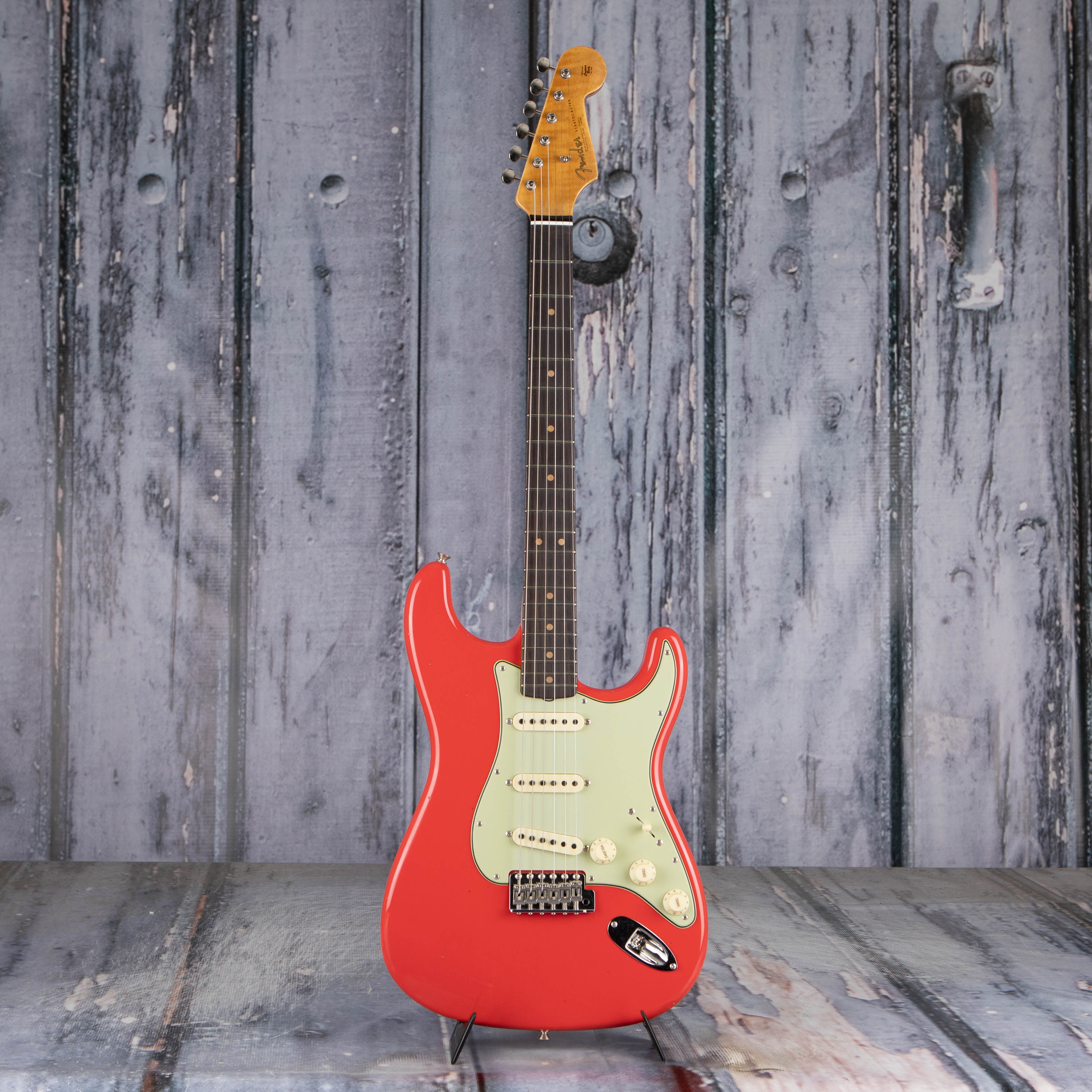 Fender Custom Shop Limited 1963 Stratocaster Journeyman Relic Closet Classic Electric Guitar, Aged Fiesta Red, front