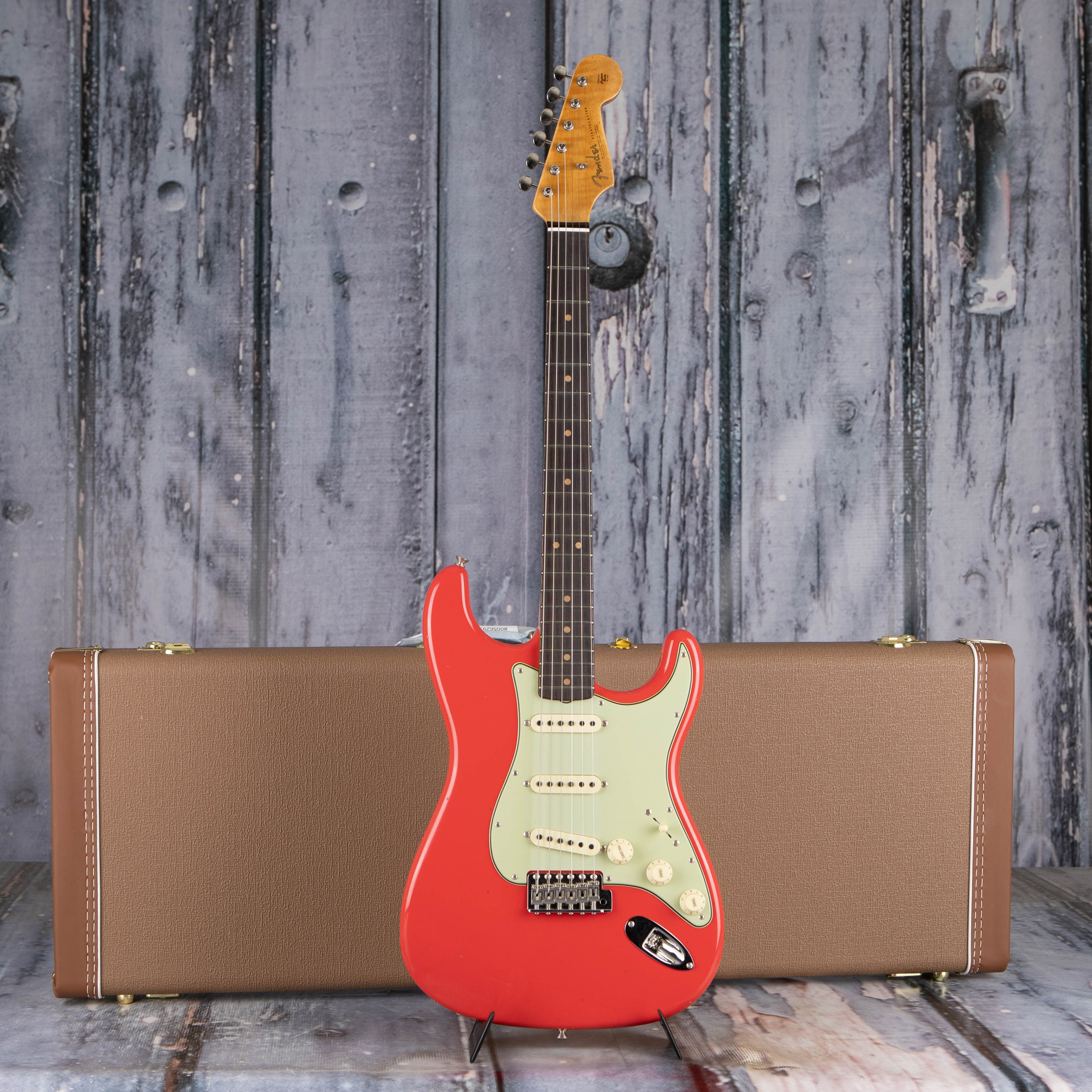 Fender Custom Shop Limited 1963 Stratocaster Journeyman Relic Closet Classic Electric Guitar, Aged Fiesta Red, case