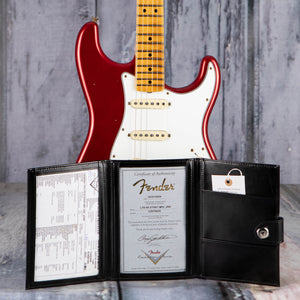 Fender Custom Shop Limited 1965 Stratocaster Journeyman Relic Electric Guitar, Aged Fire Mist Red, coa