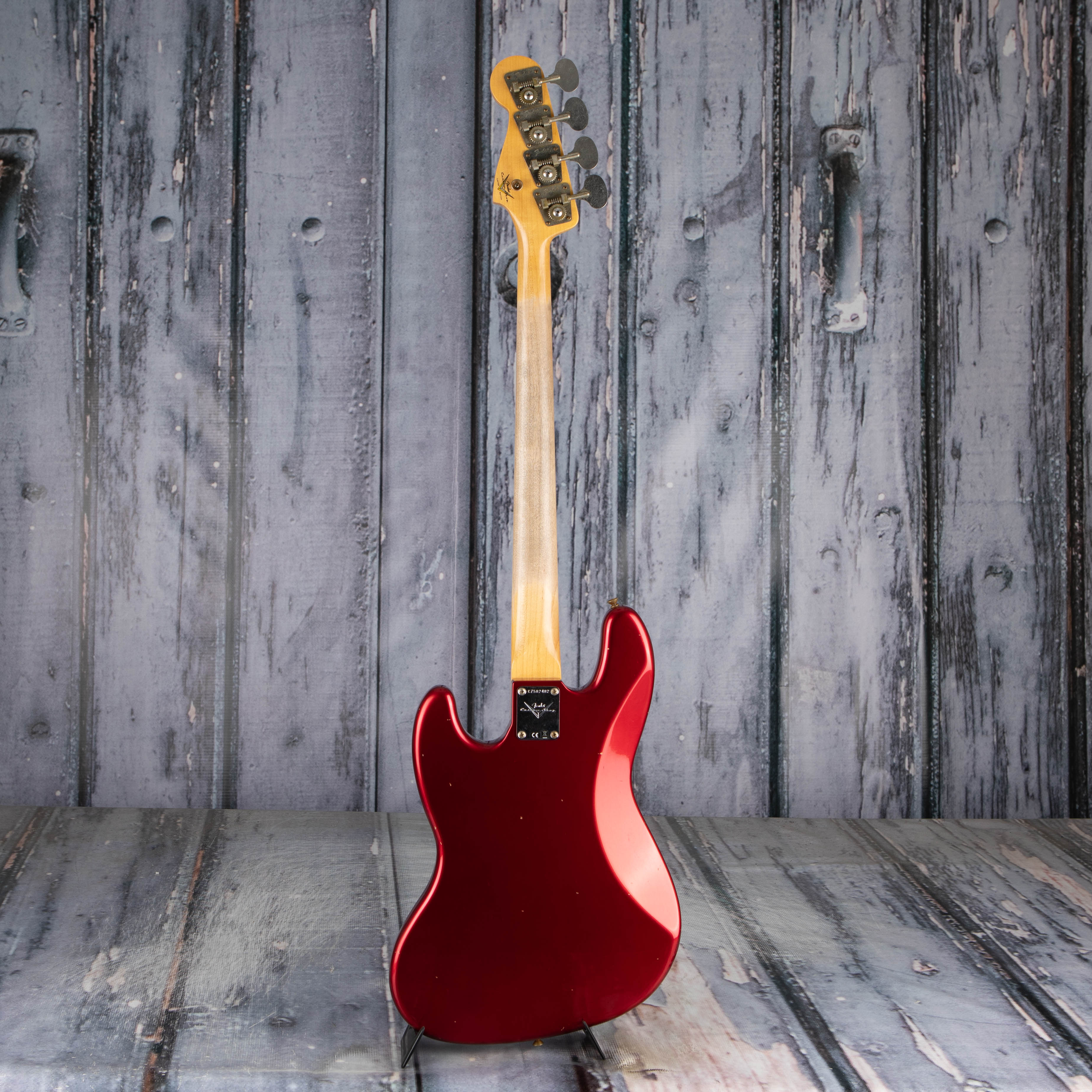 Fender Custom Shop Limited 1966 Jazz Bass Journeyman Relic Electric Bass Guitar, Aged Candy Apple Red, back