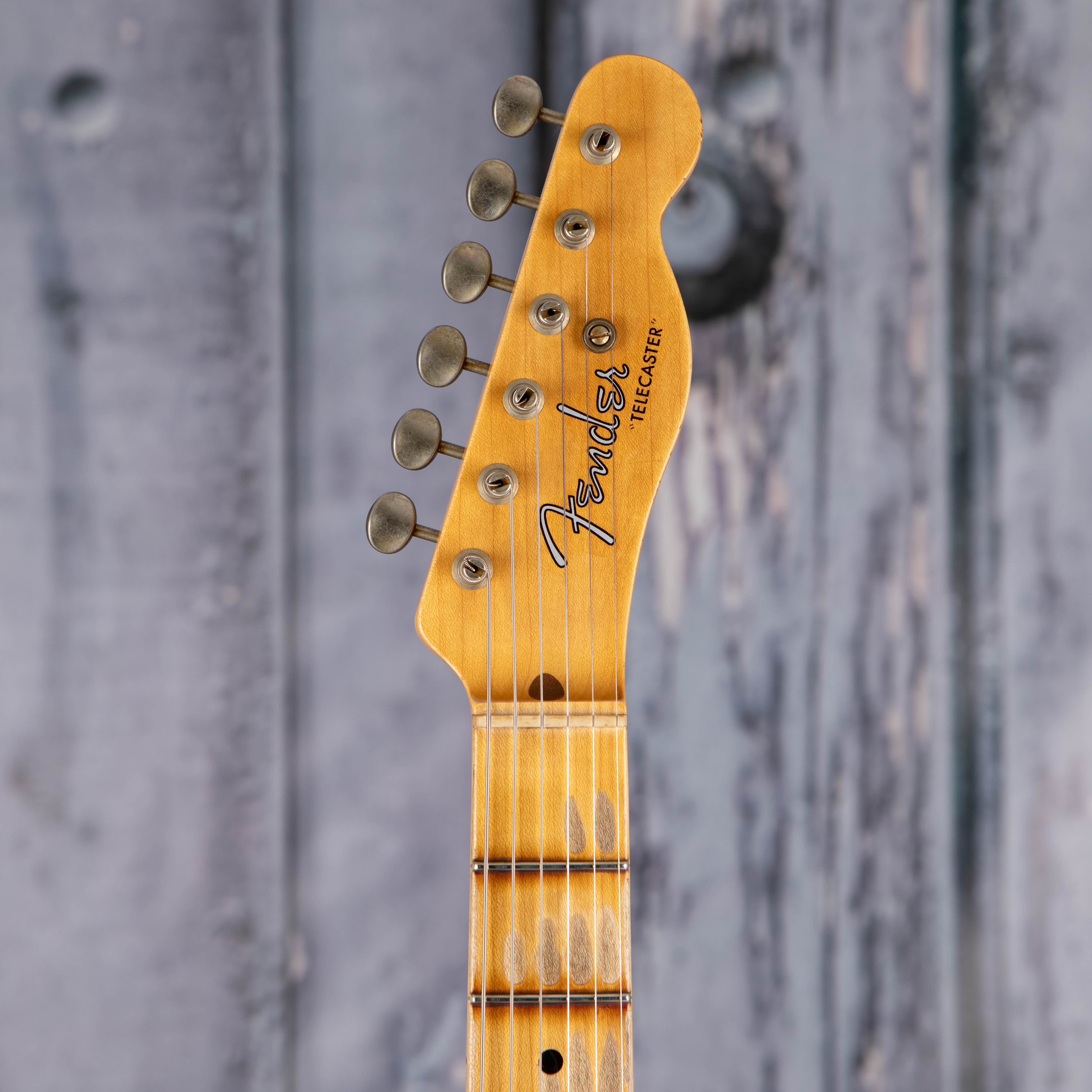 Fender Custom Shop Limited '50s Telecaster Journeyman Relic Electric Guitar, Aged Candy Apple Red, front headstock