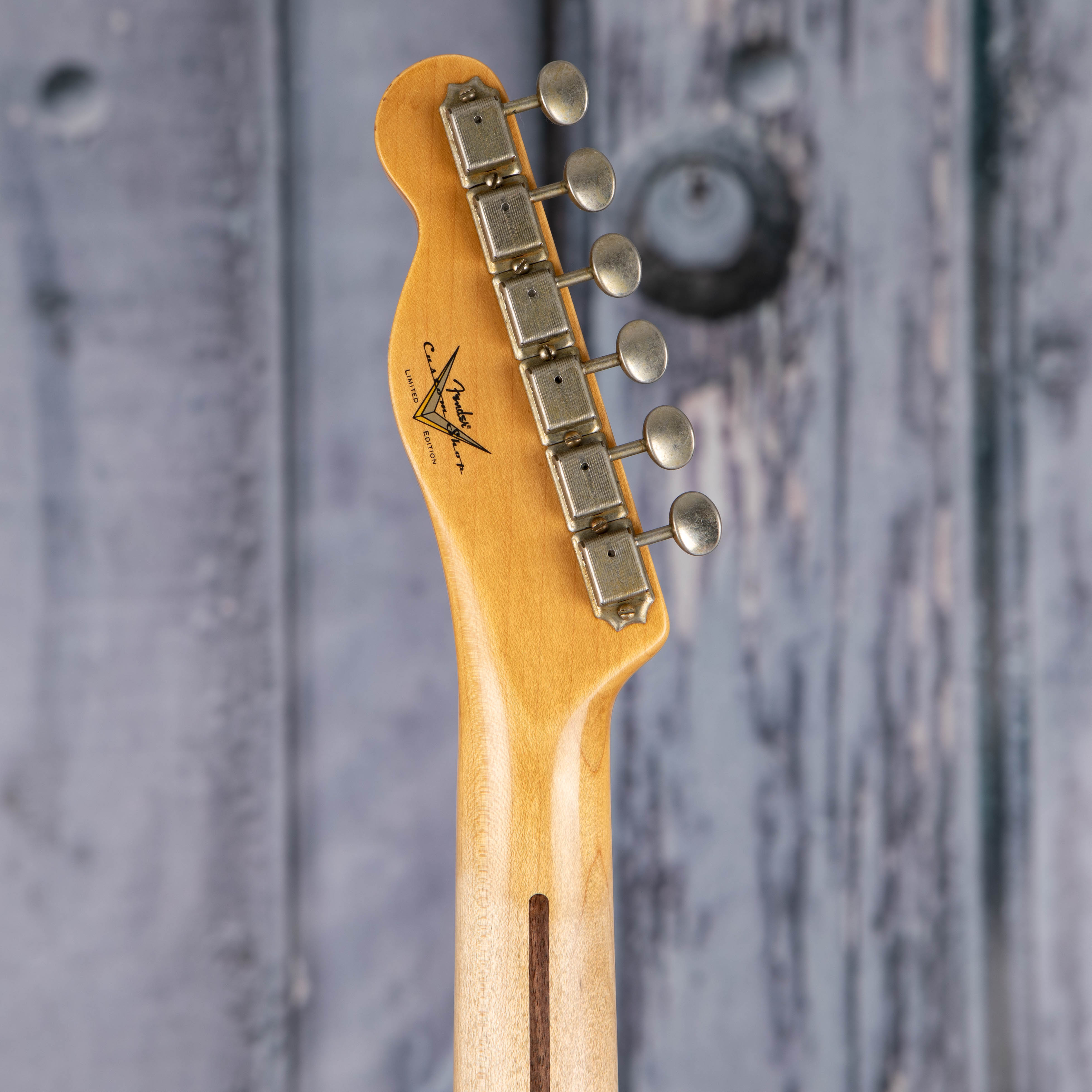 Fender Custom Shop Limited '50s Telecaster Journeyman Relic Electric Guitar, Aged Candy Apple Red, back headstock