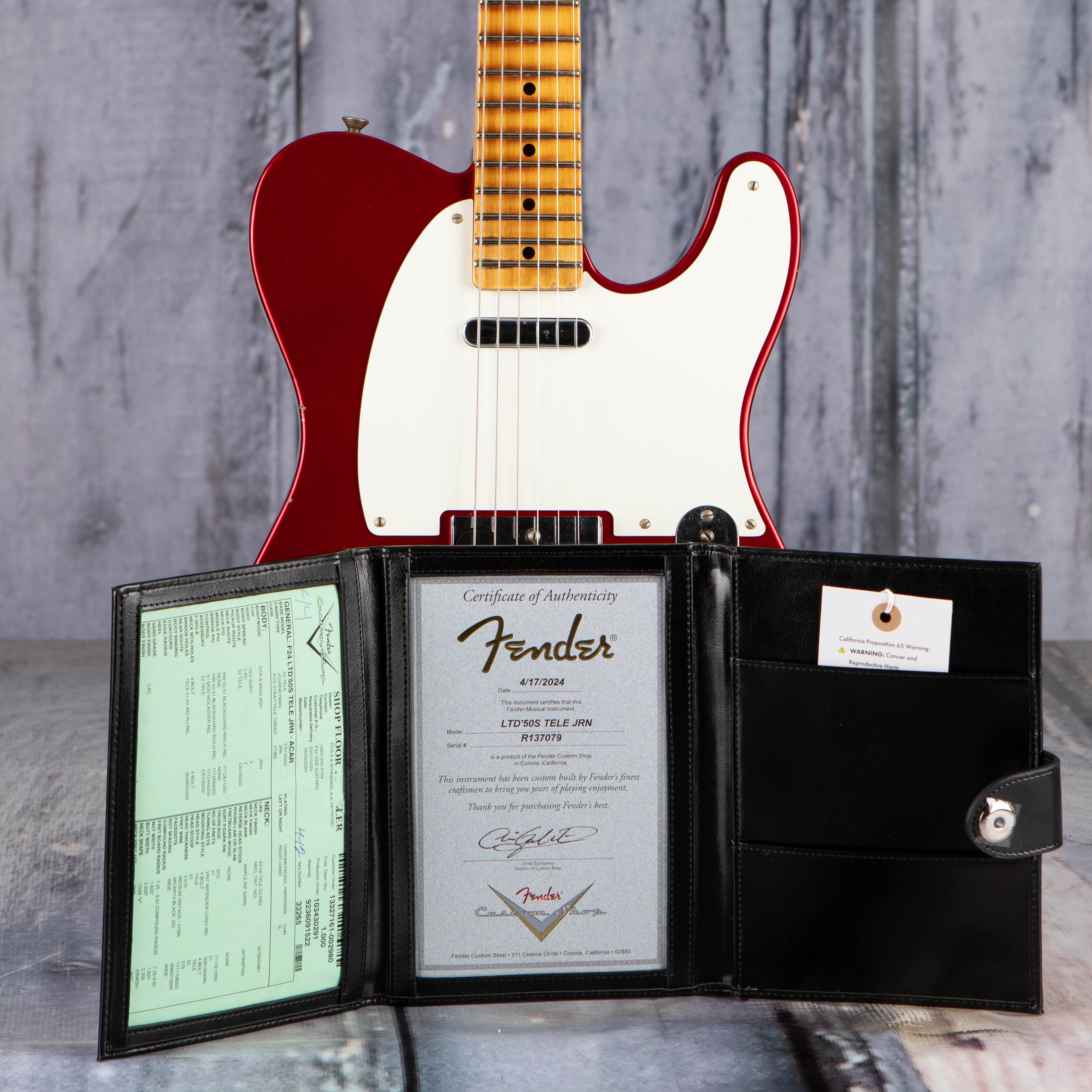 Fender Custom Shop Limited '50s Telecaster Journeyman Relic Electric Guitar, Aged Candy Apple Red, coa