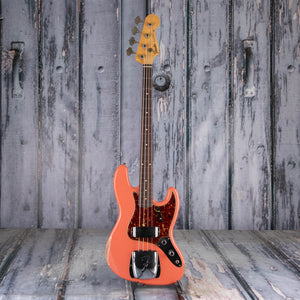 Fender Custom Shop Limited Edition 1960 Jazz Bass Relic Electric Bass Guitar, Super Faded Aged Tahitian Coral, front