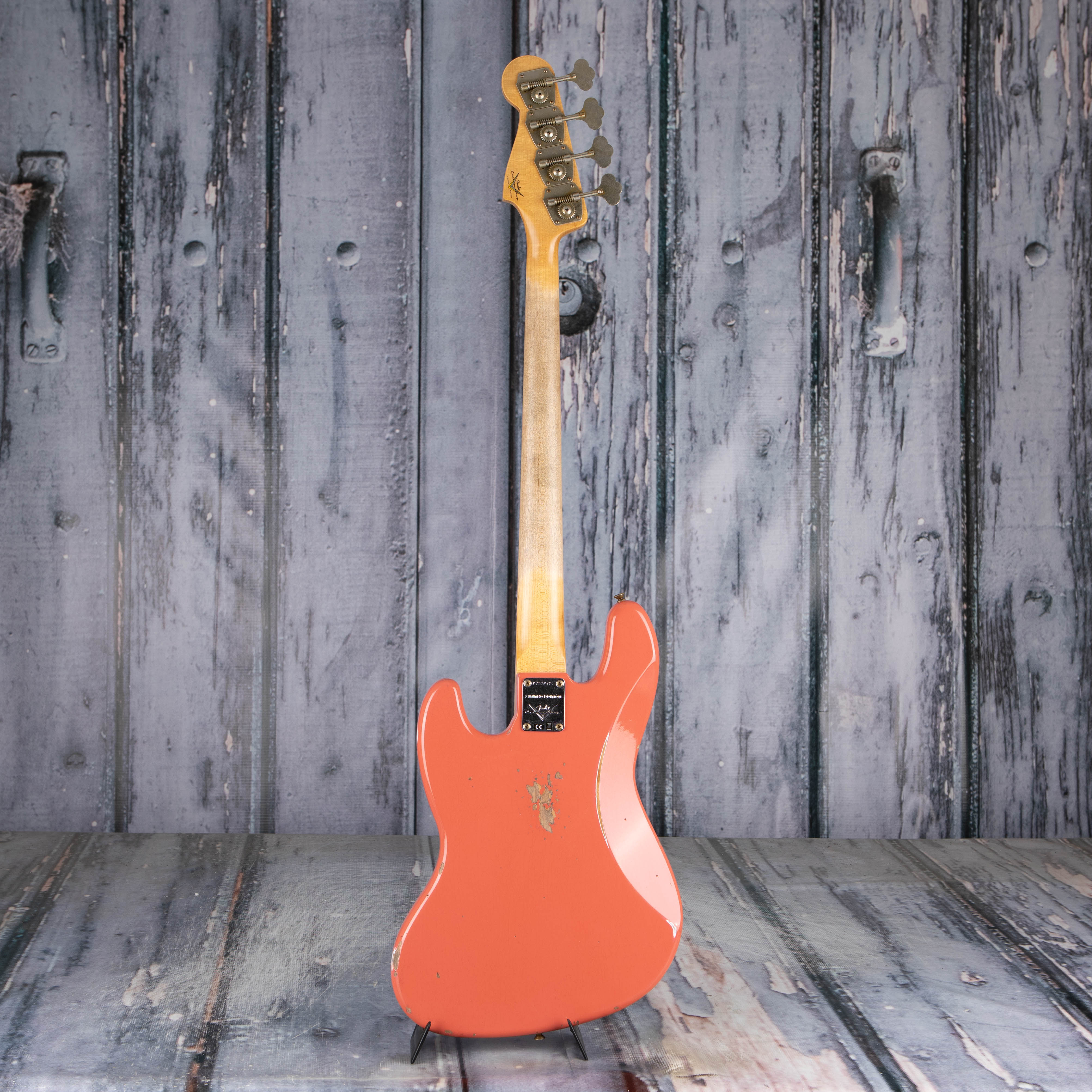 Fender Custom Shop Limited Edition 1960 Jazz Bass Relic Electric Bass Guitar, Super Faded Aged Tahitian Coral, back