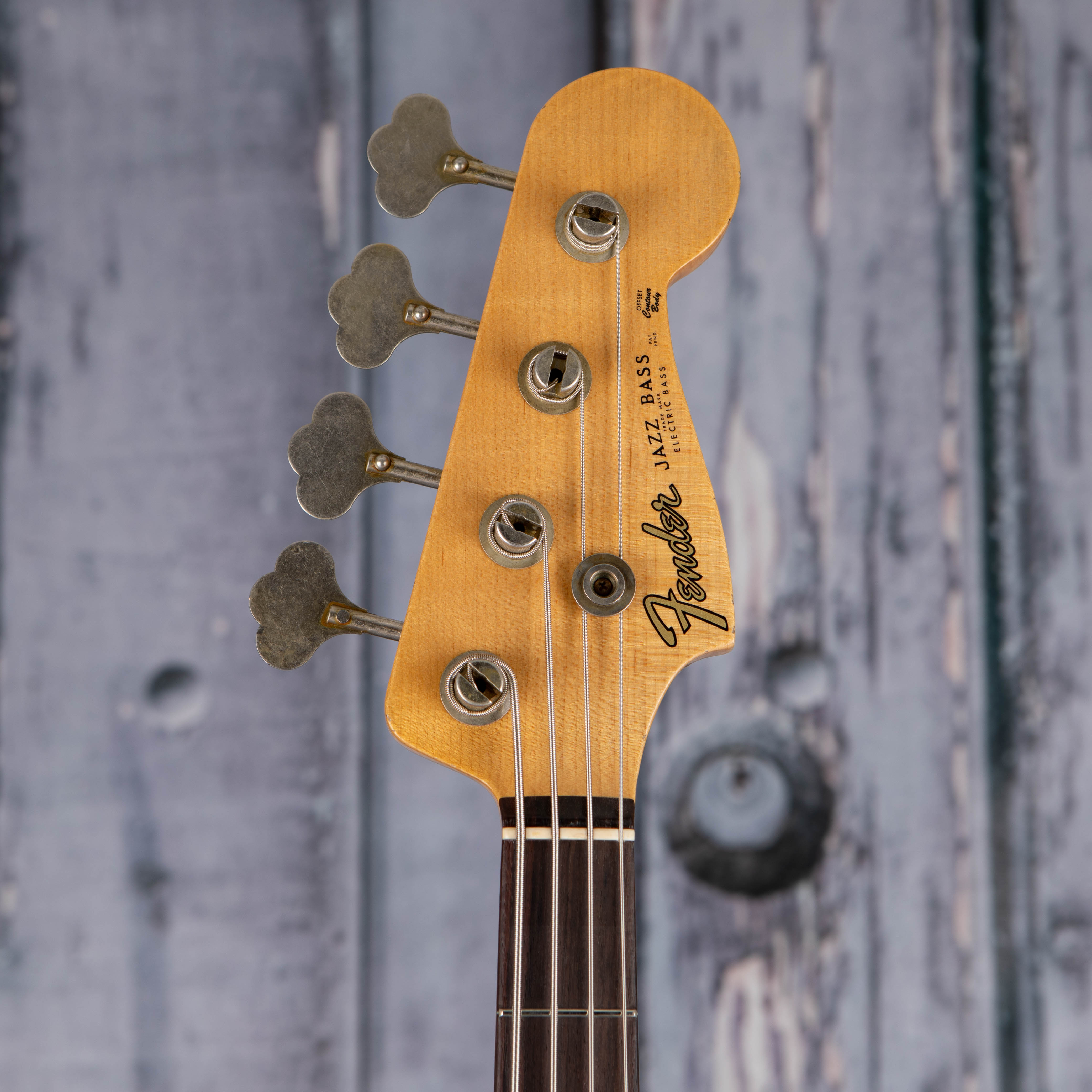 Fender Custom Shop Limited Edition 1960 Jazz Bass Relic Electric Bass Guitar, Super Faded Aged Tahitian Coral, front headstock