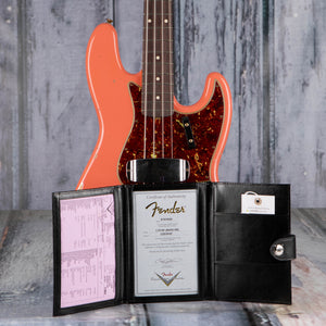 Fender Custom Shop Limited Edition 1960 Jazz Bass Relic Electric Bass Guitar, Super Faded Aged Tahitian Coral, coa