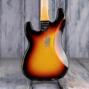 Fender Custom Shop Limited Edition 1963 Precision Bass Heavy Relic Electric Bass Guitar, Faded Aged 3-Color Sunburst, back closeup