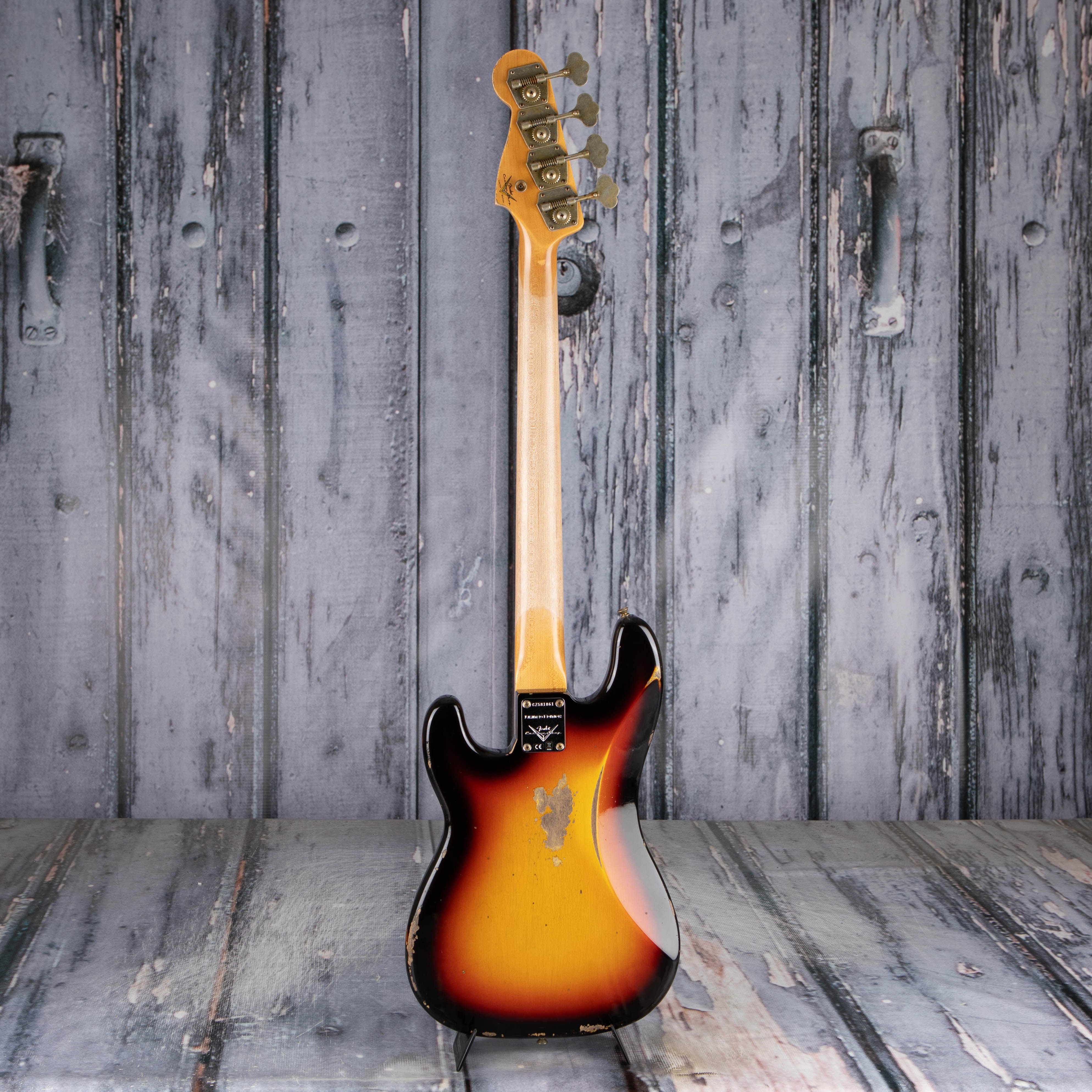 Fender Custom Shop Limited Edition 1963 Precision Bass Heavy Relic Electric Bass Guitar, Faded Aged 3-Color Sunburst, back