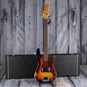 Fender Custom Shop Limited Edition 1963 Precision Bass Heavy Relic Electric Bass Guitar, Faded Aged 3-Color Sunburst, case