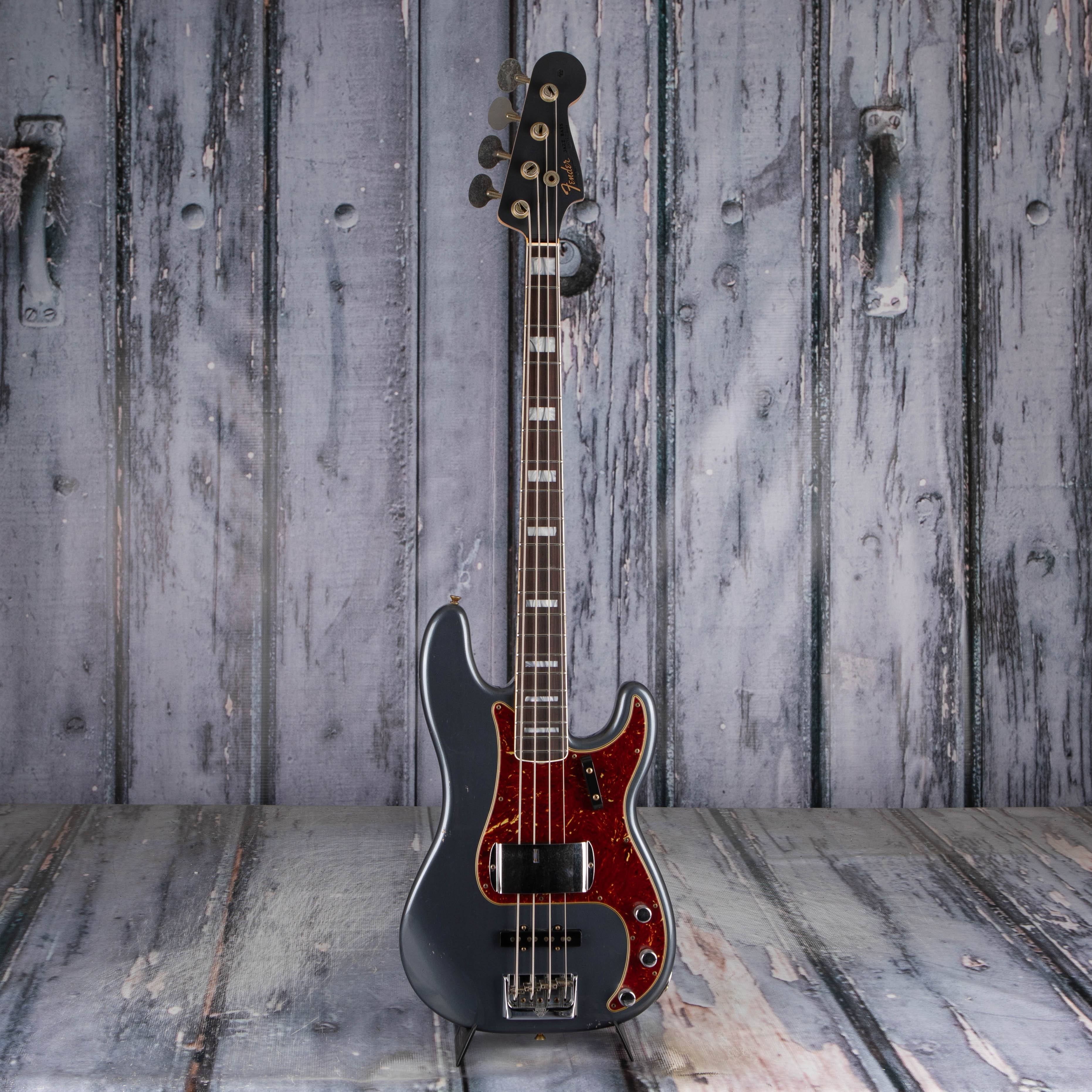 Fender Custom Shop Limited Edition Precision Bass Special Journeyman Relic Bass Guitar, Aged Charcoal Frost Metallic, front