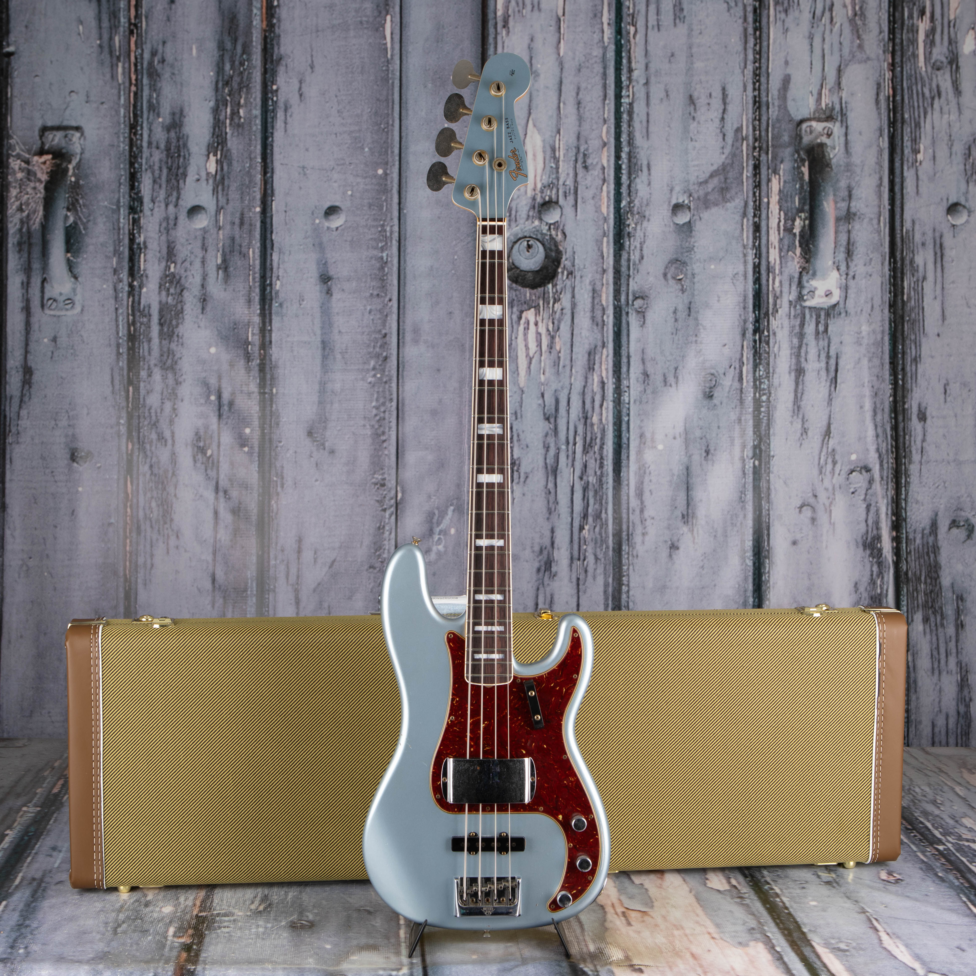 Fender Custom Shop Limited Edition Precision Bass Special Journeyman Relic Electric Bass Guitar, Aged Blue Ice Metallic, case