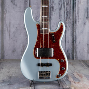 Fender Custom Shop Limited Edition Precision Bass Special Journeyman Relic Electric Bass Guitar, Aged Blue Ice Metallic, front closeup