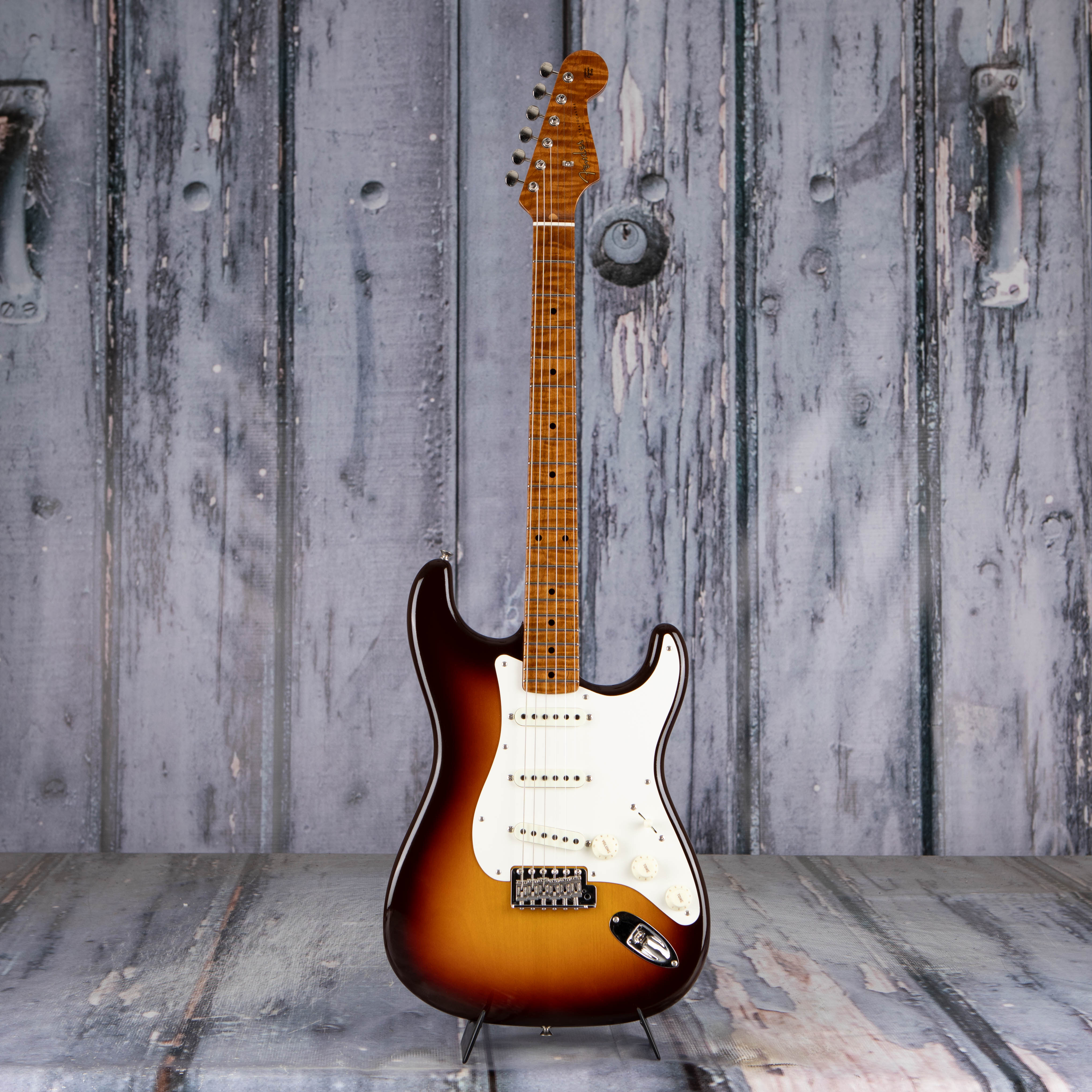 Fender Custom Shop Limited Roasted '50s Stratocaster Limited Closet Classic Electric Guitar, Wide Faded Aged Chocolate 2-Tone Sunburst, front