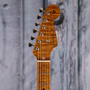 Fender Custom Shop Limited Roasted '50s Stratocaster Limited Closet Classic Electric Guitar, Wide Faded Aged Chocolate 2-Tone Sunburst, front headstock