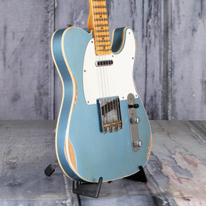 Fender Custom Shop Limited Tomatillo Tele Custom Relic Electric Guitar, Super Faded Aged Lake Placid Blue, angle