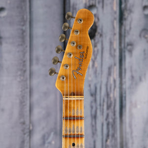 Fender Custom Shop Limited Tomatillo Tele Custom Relic Electric Guitar, Super Faded Aged Lake Placid Blue, front headstock