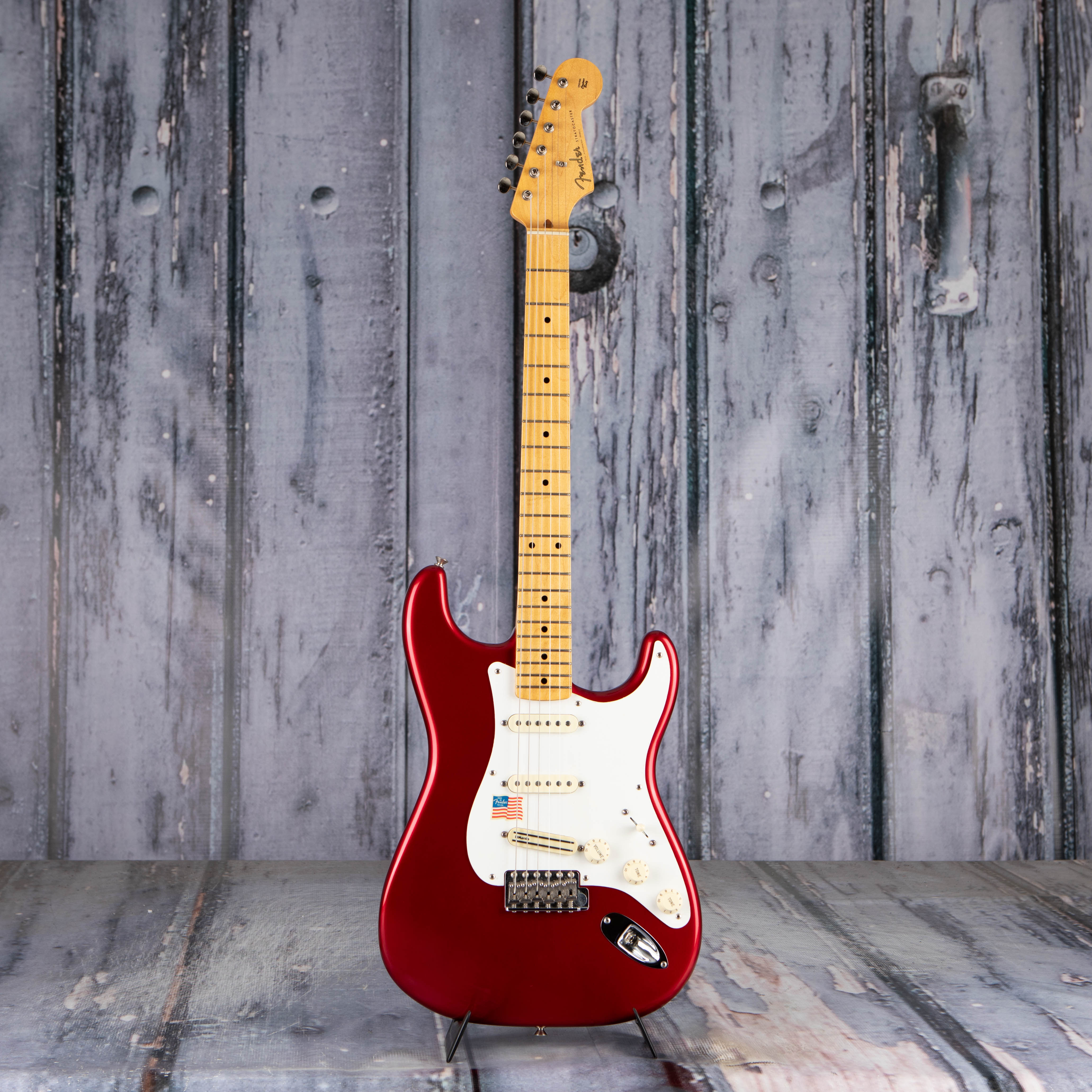 Used Fender Vintage Hot Rod '57 Stratocaster Electric Guitar, 2007, Candy Apple Red, front