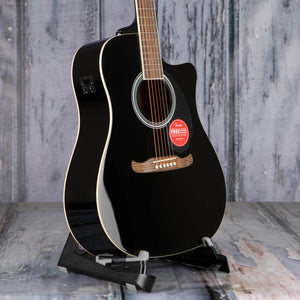 Fender FA-125CE Dreadnought Acoustic/Electric Guitar, Black, angle