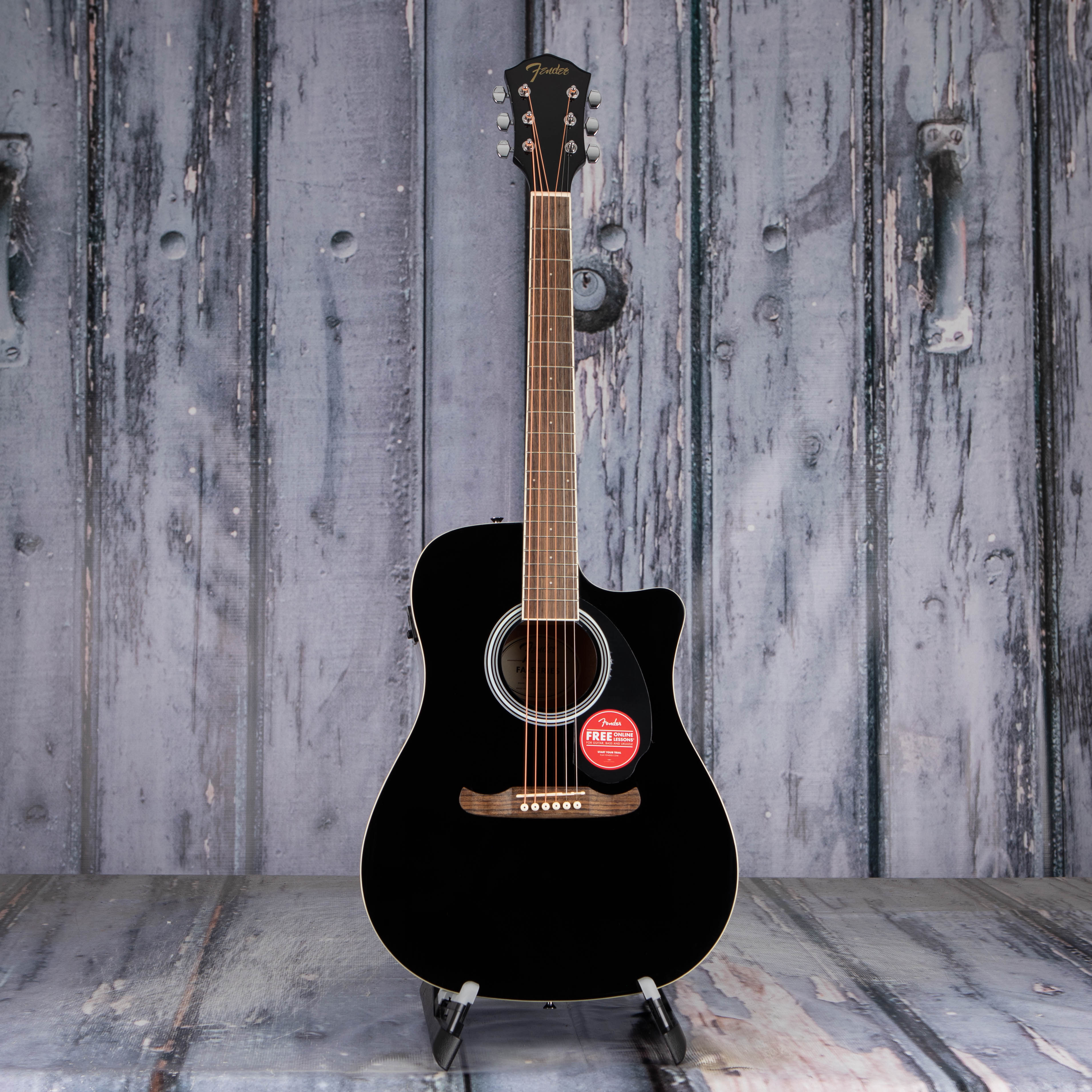 Fender FA-125CE Dreadnought Acoustic/Electric Guitar, Black, front